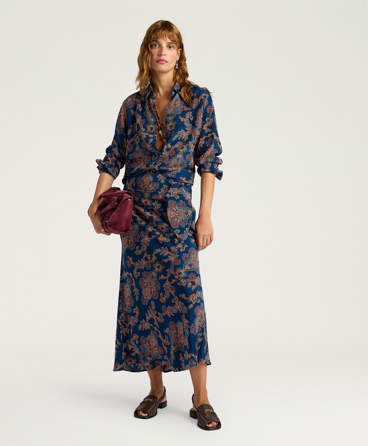 CAMICIA MEUDON IN CREPE DE CHINE ALL-OVER - MULTICOLOR BLU - Momonì