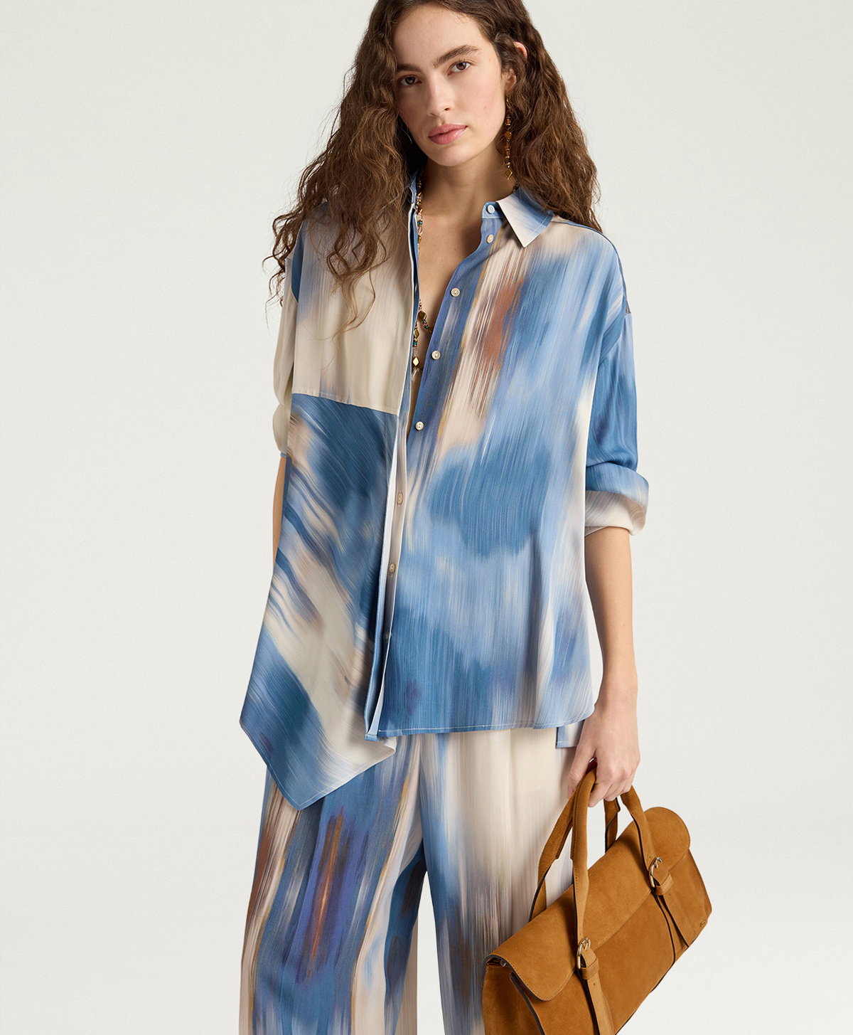 CHEMISIER PLATA EN VISCOSE IMPRIMÉE - MULTICOLORE CÉRULÉEN - Momonì