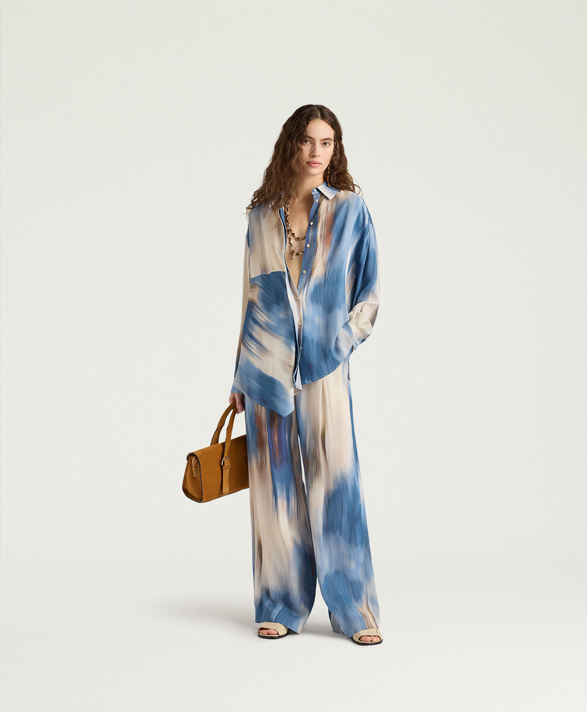 CHEMISIER PLATA EN VISCOSE IMPRIMÉE - MULTICOLORE CÉRULÉEN - Momonì