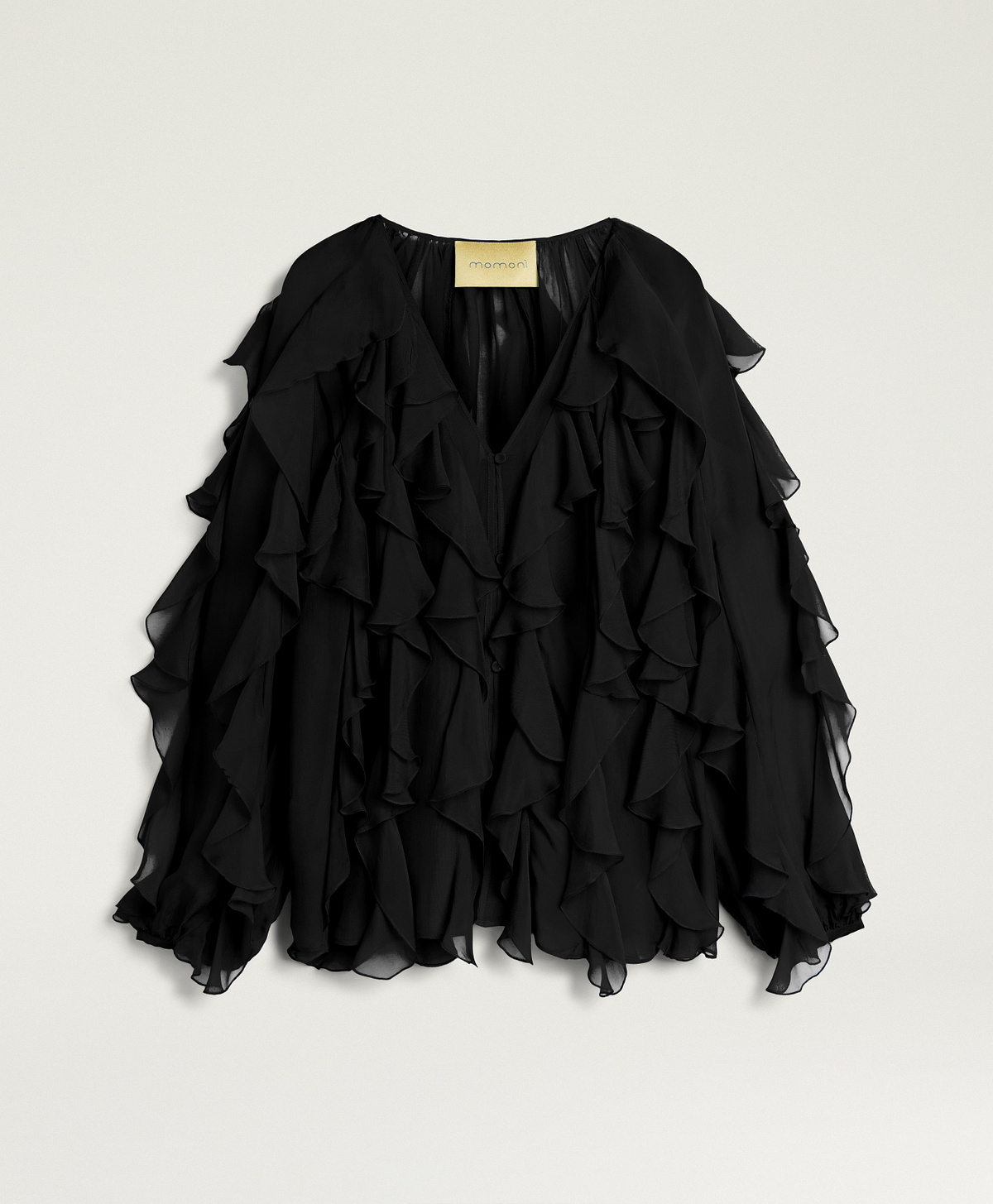 CAMICIA CANELA IN CHIFFON UNITO - NERO - Momonì