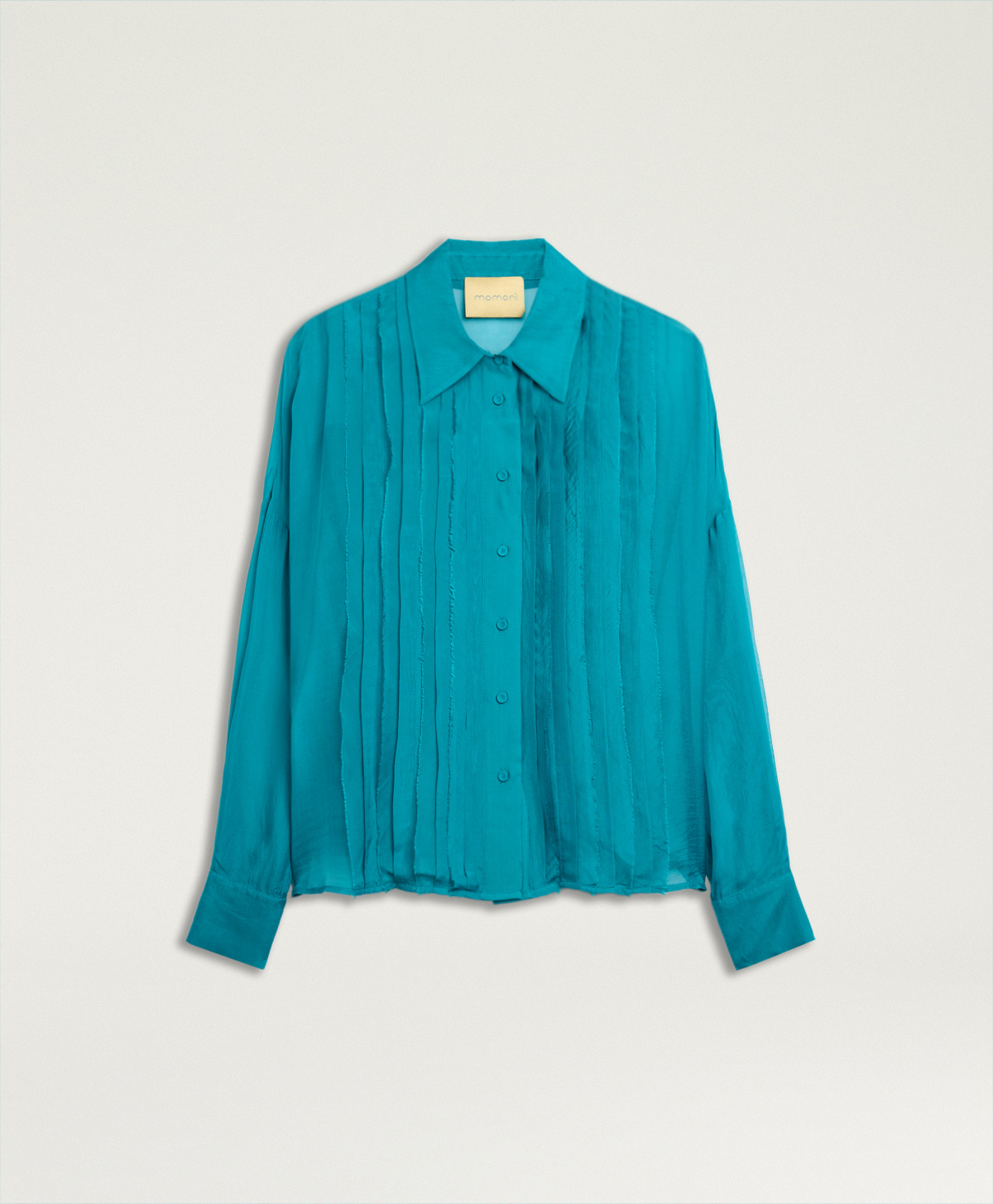 CHEMISIER LUCIA EN MOUSSELINE UNIE - VERT PÉTROLE - Momonì