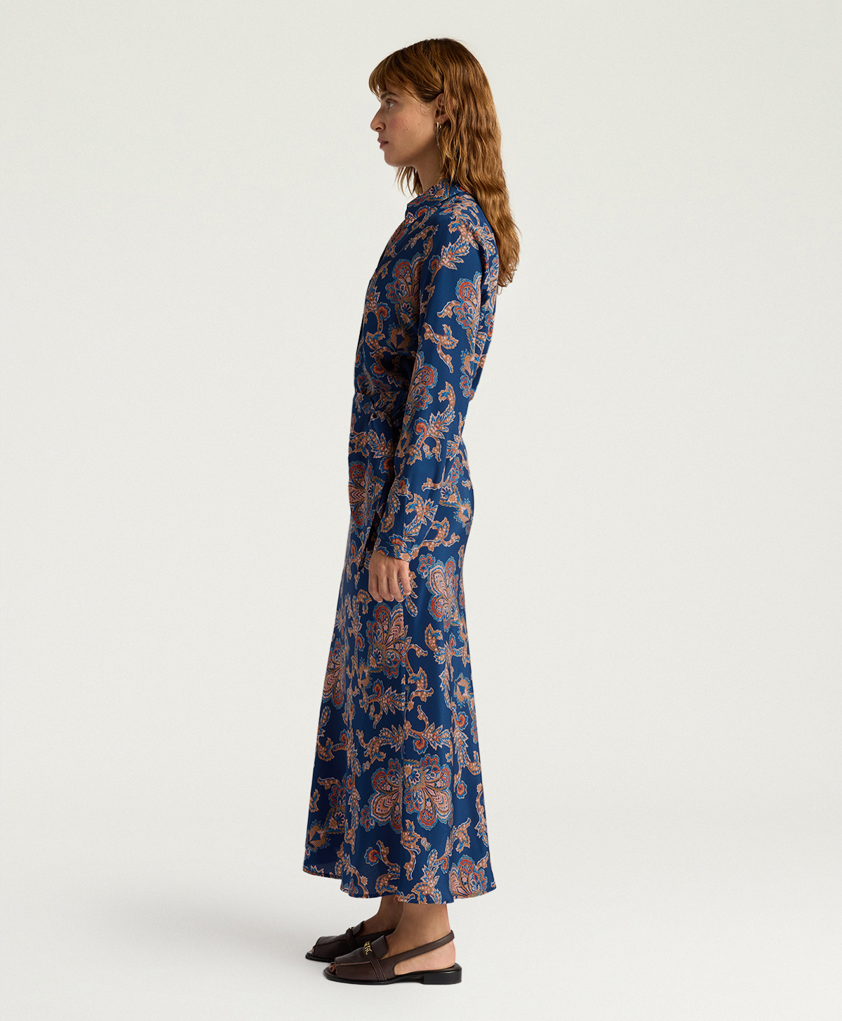 DOLORES SKIRT IN ALL-OVER PRINTED CREPE DE CHINE - BLUE MULTICOLOR - Momonì