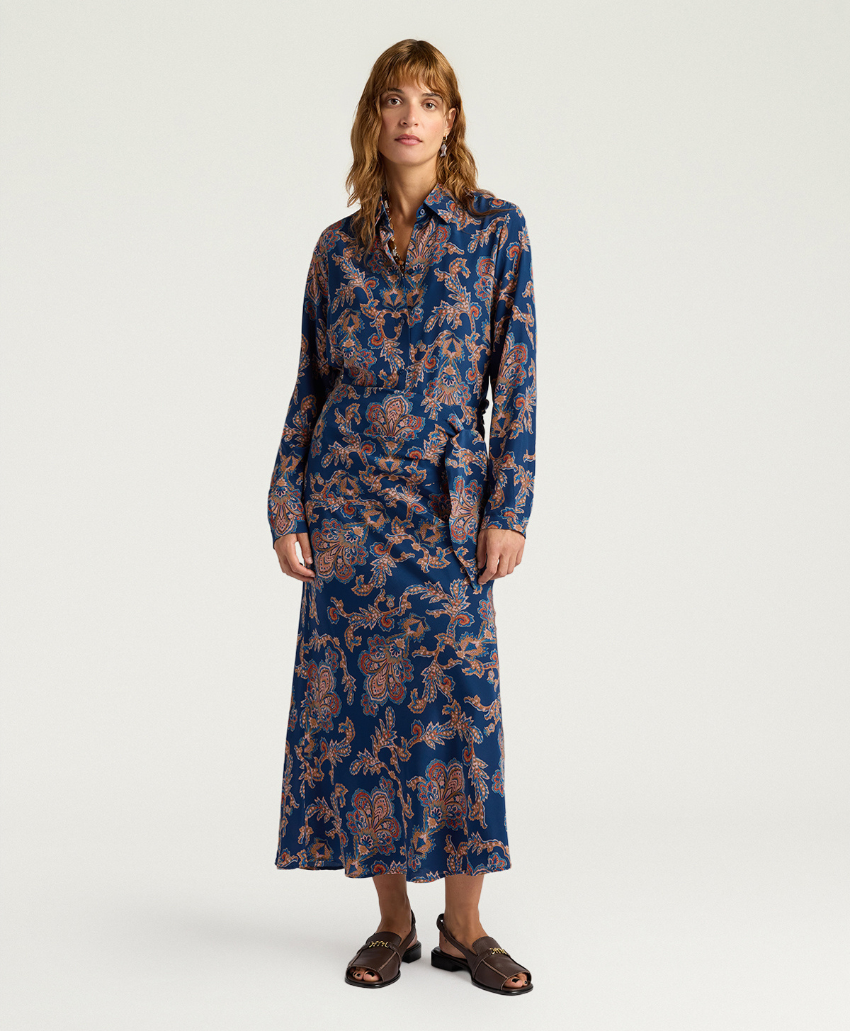 DOLORES SKIRT IN ALL-OVER PRINTED CREPE DE CHINE - BLUE MULTICOLOR - Momonì