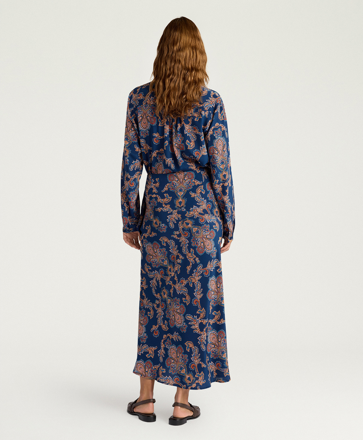 DOLORES SKIRT IN ALL-OVER PRINTED CREPE DE CHINE - BLUE MULTICOLOR - Momonì