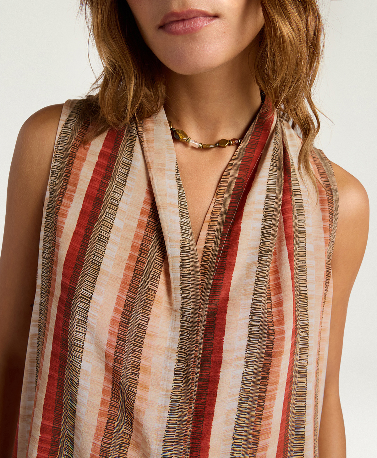TOP KIRI IN CREPE DE CHINE ALL-OVER - MULTICOLOR ARANCIO - Momonì