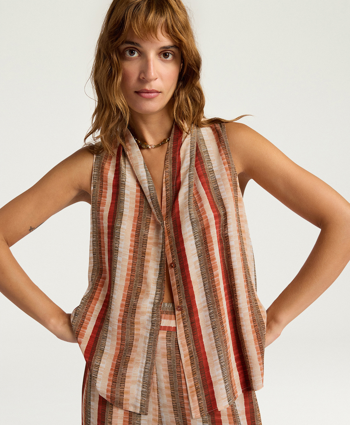 TOP KIRI IN CREPE DE CHINE ALL-OVER - MULTICOLOR ARANCIO - Momonì