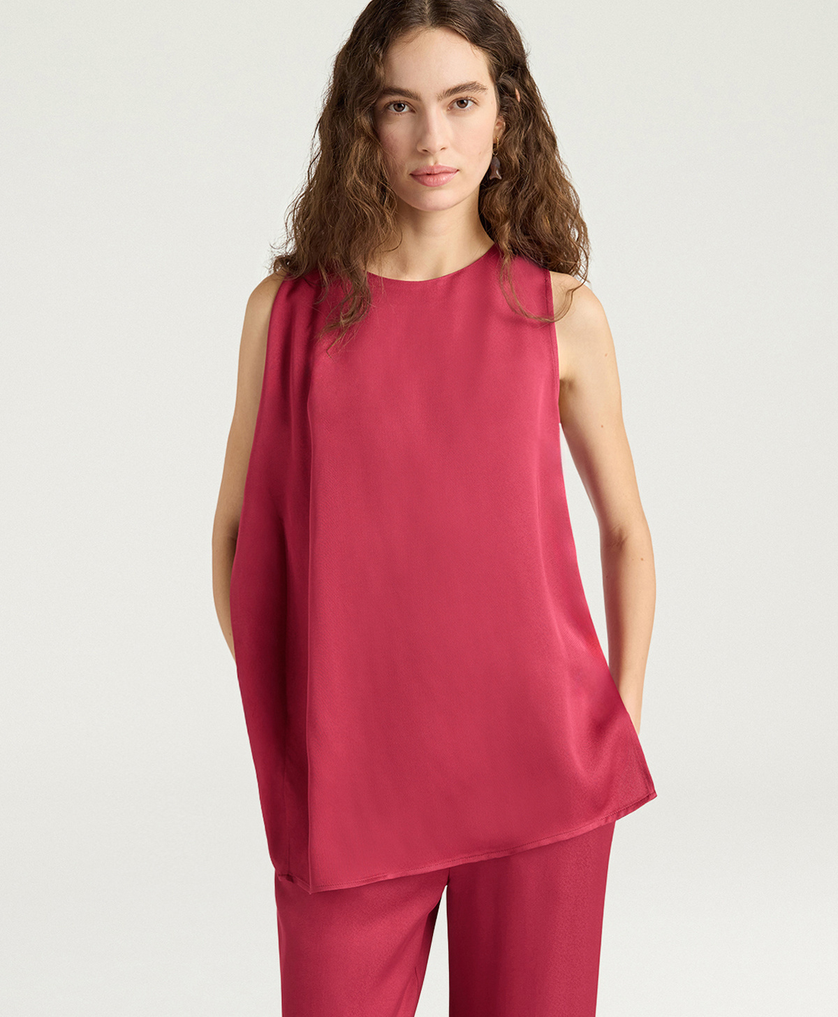 LOBO TOP IN SOLID COLOUR VISCOSE CADY - RASPBERRY - Clothing - Momonì