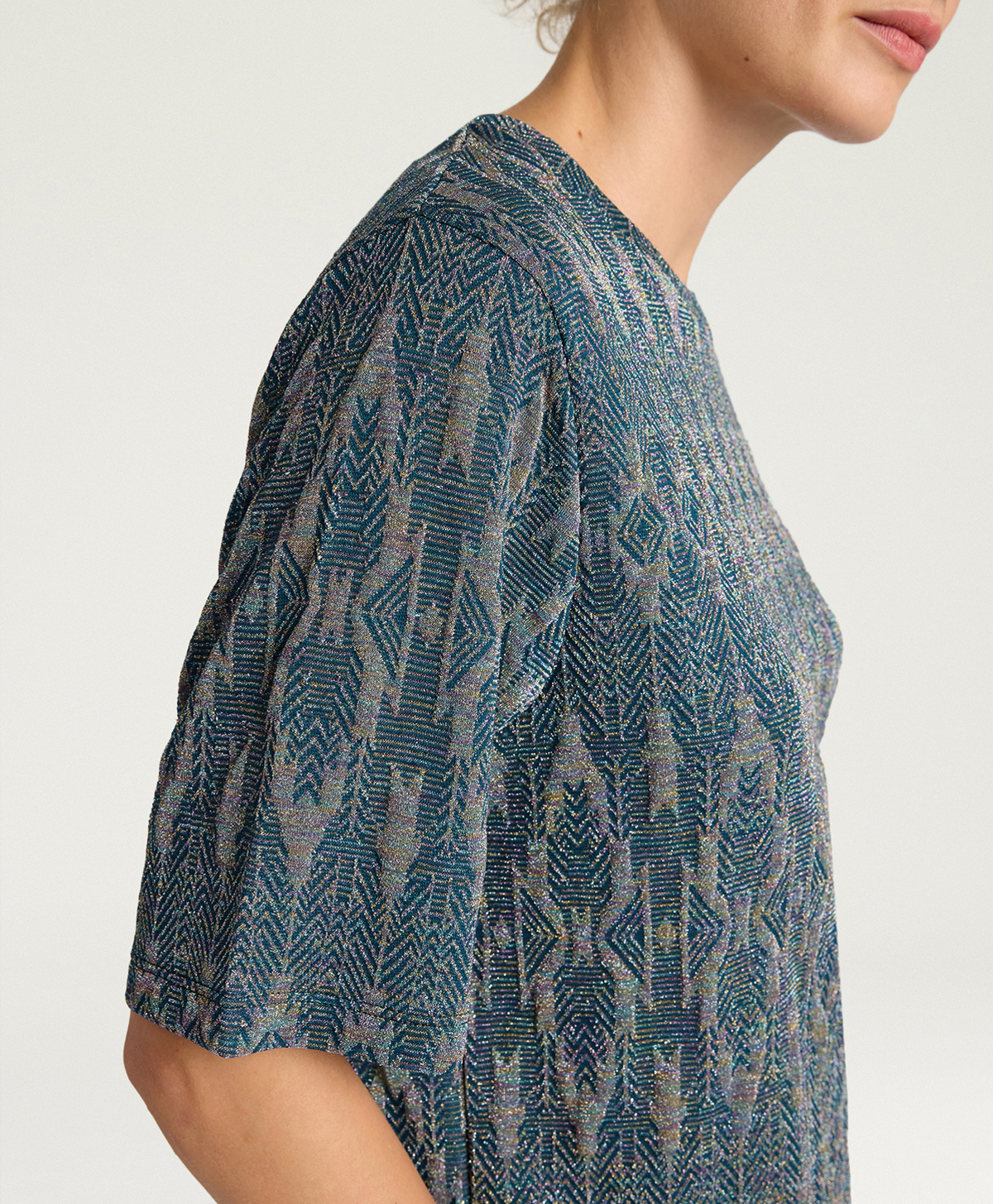 TSHIRT IORA IN JERSEY LUREX JACQUARD - MULTICOLOR OTTANIO - Momonì