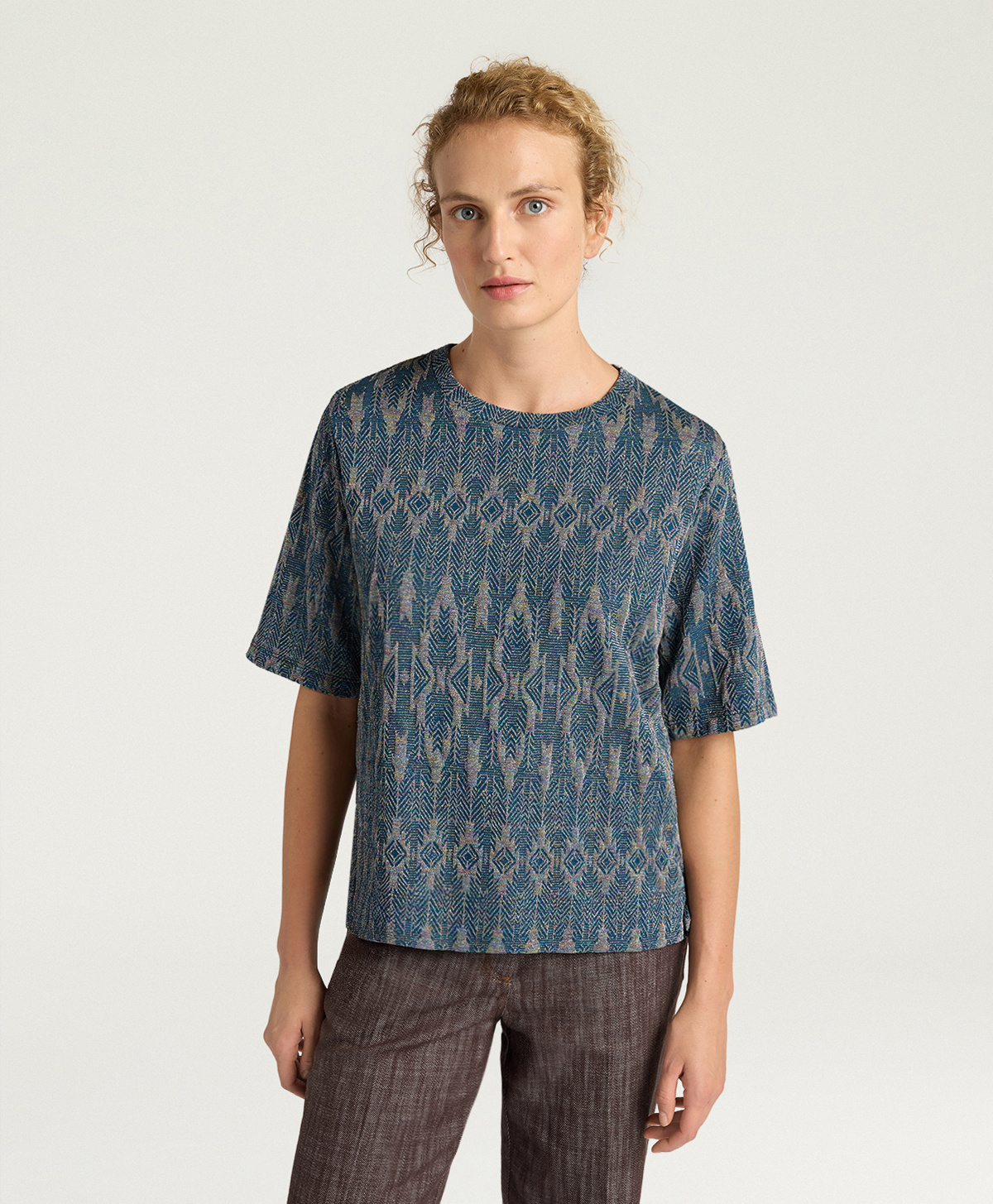 TSHIRT IORA IN JERSEY LUREX JACQUARD - MULTICOLOR OTTANIO - Momonì