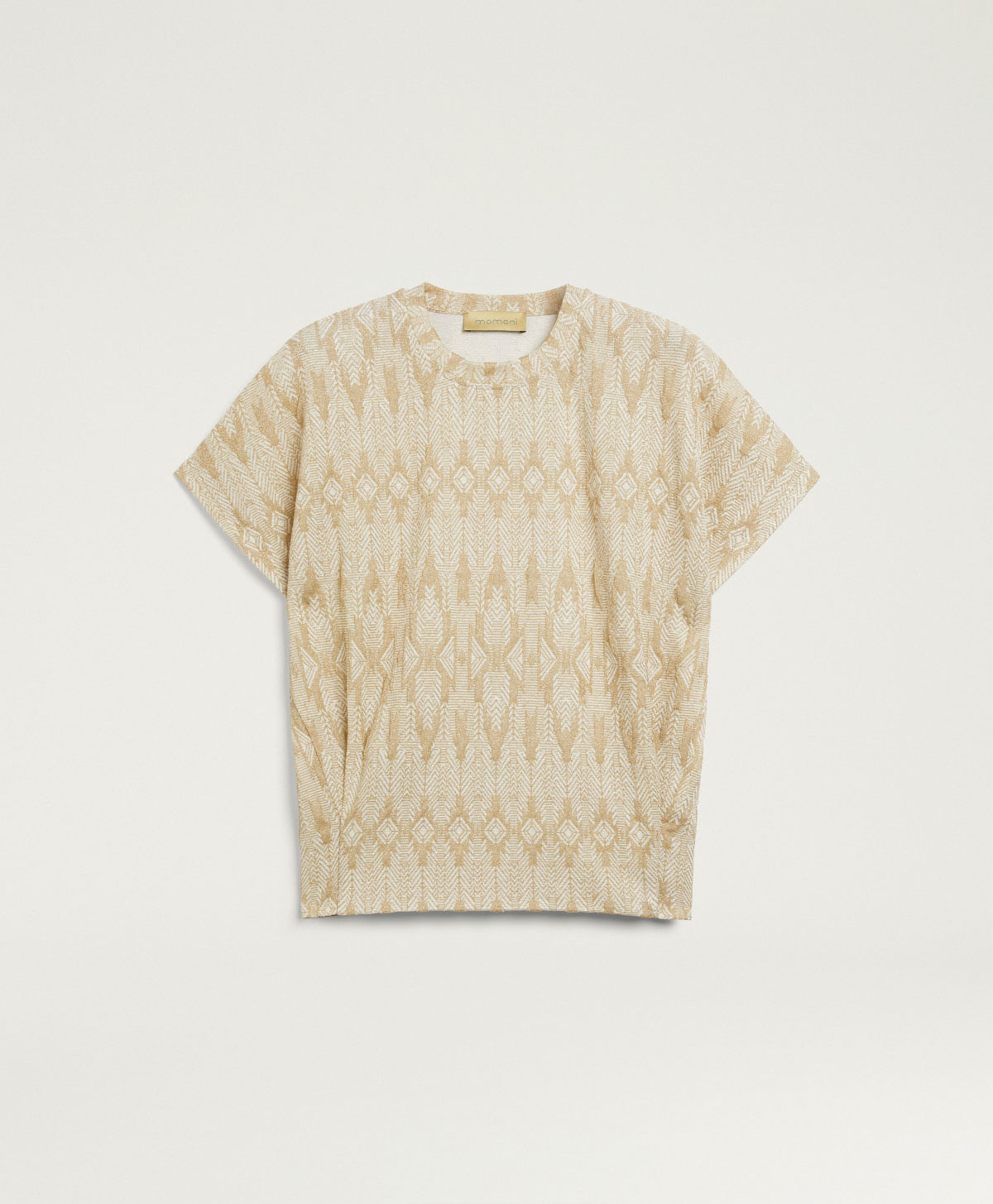 PAWA T-SHIRT IN JACQUARD JERSEY WITH LUREX - BEIGE/GOLD - Clothing - Momonì