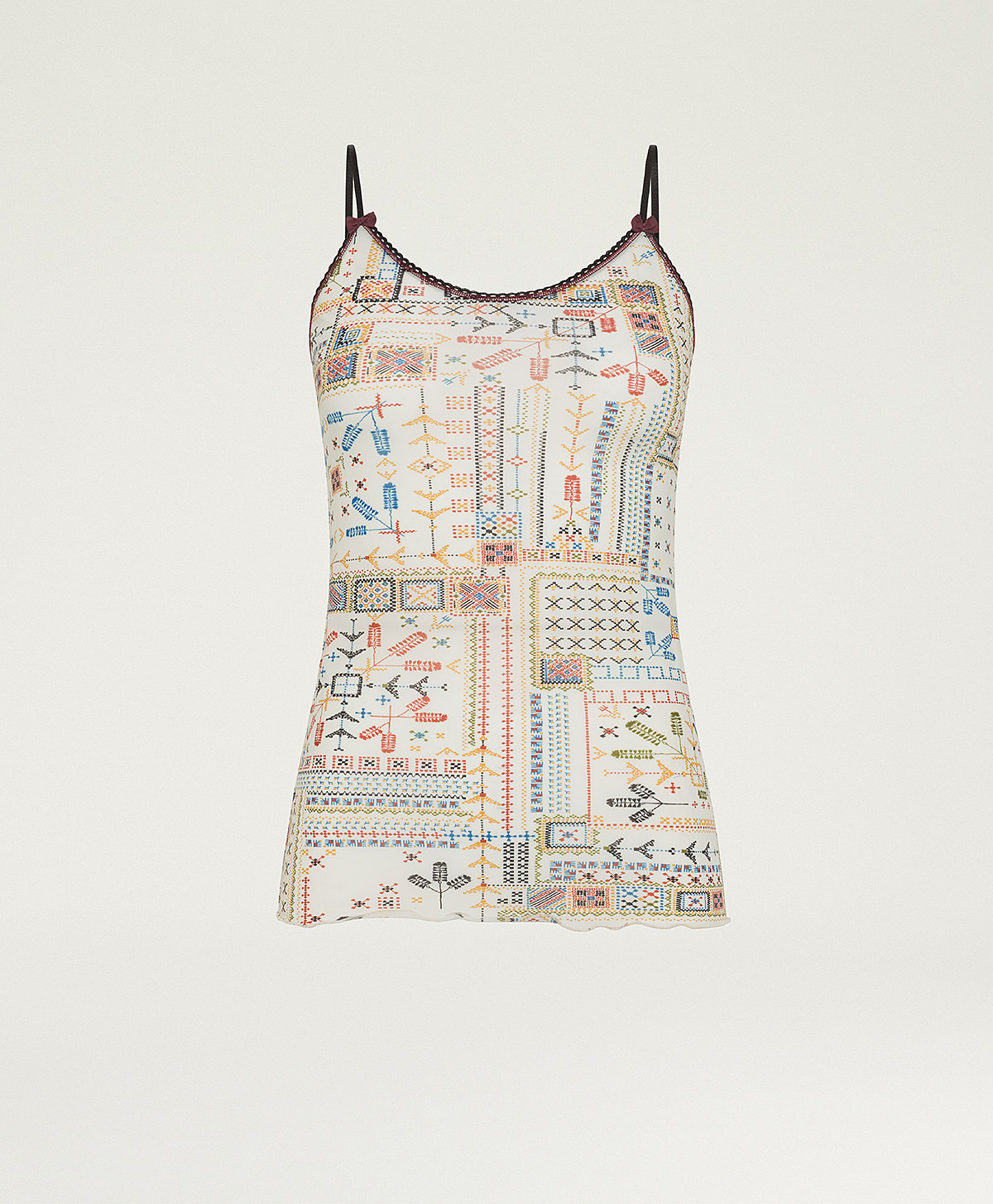 AIRELLE TOP IN SOFT STRETCH CHARMEUSE - CREAM MULTICOLOR - Momonì