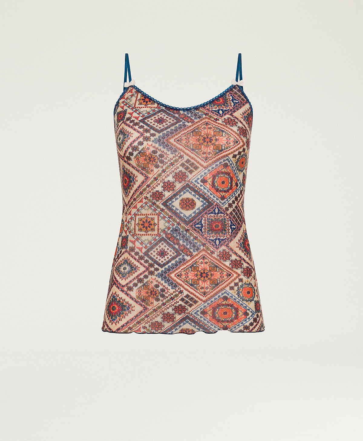 AIRELLE TOP IN SOFT STRETCH CHARMEUSE - ROSE MULTICOLOR - Momonì