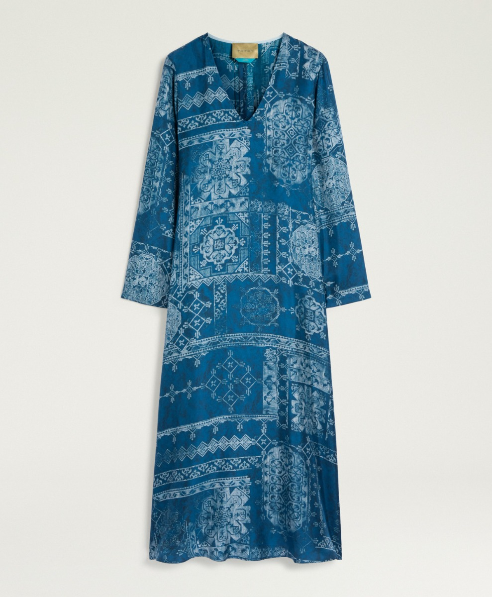 image_position_description_8 - GARCIA DRESS IN PRINTED SILK TWILL - INK/BLUE