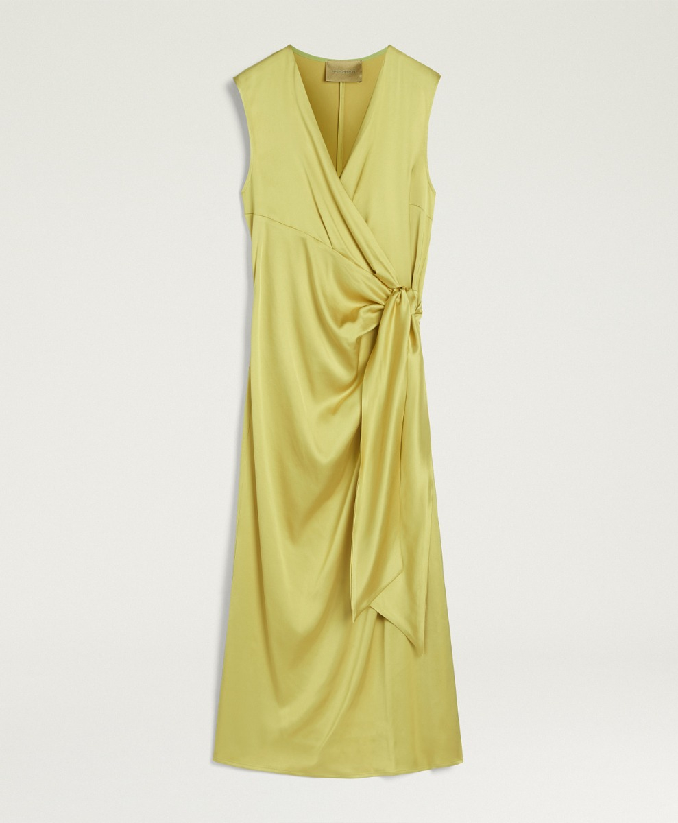 ROCA DRESS IN STRETCH VISCOSE SATIN - LIME GREEN - Clothing - Momonì