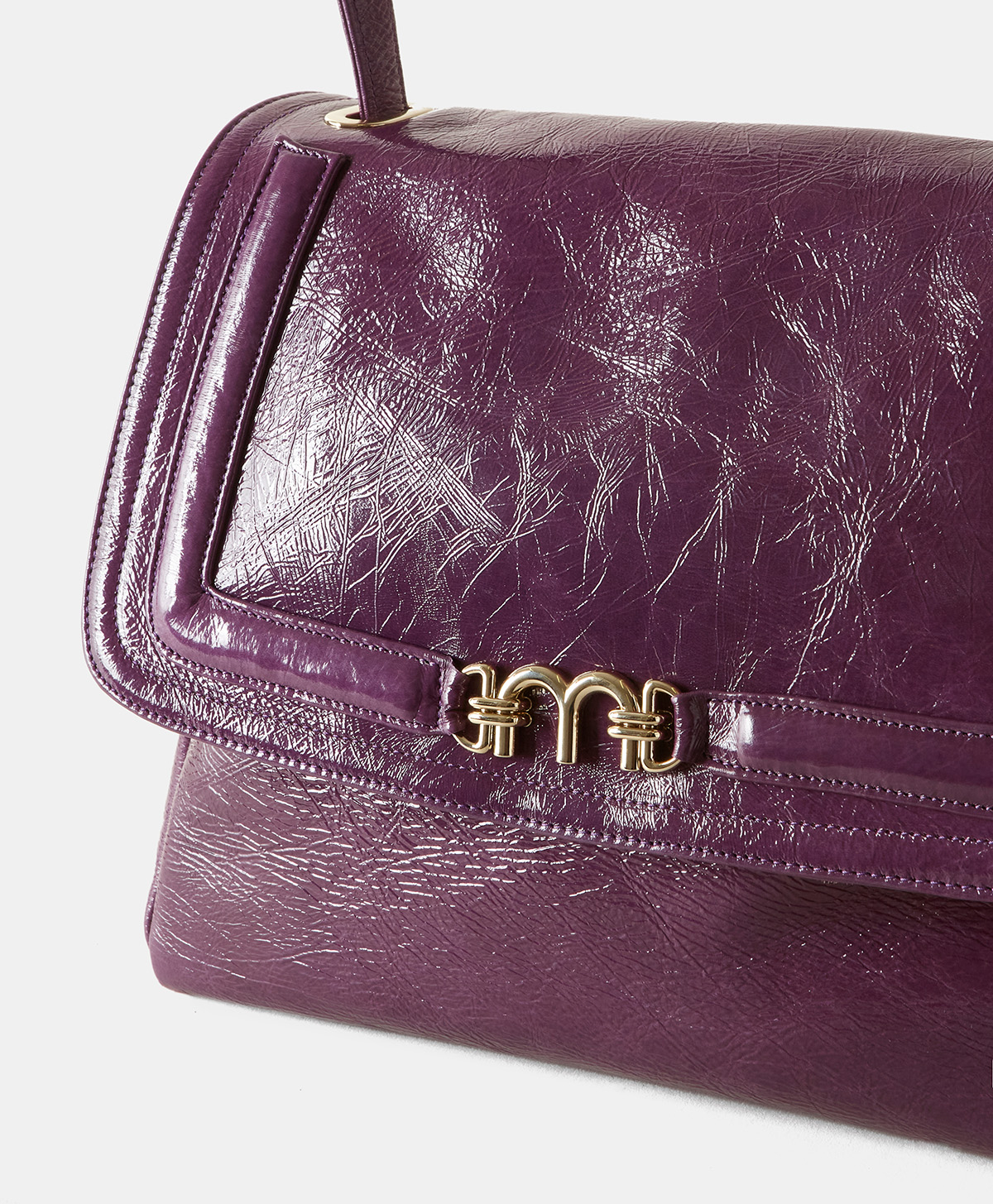 FLORE BAG IN NAPLAK LEATHER - BLUEBERRY - Momonì