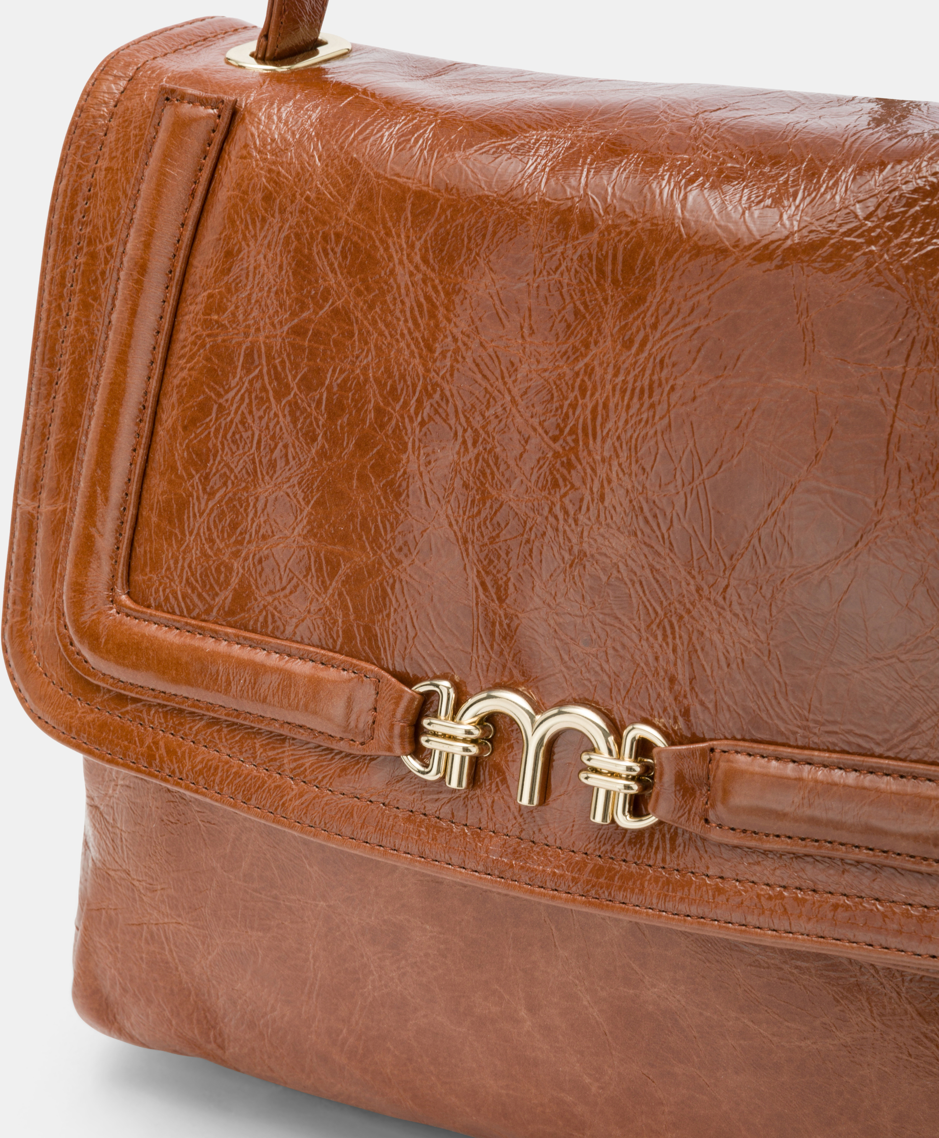 FLORE BAG IN NAPLAK LEATHER - BURNT - Momonì