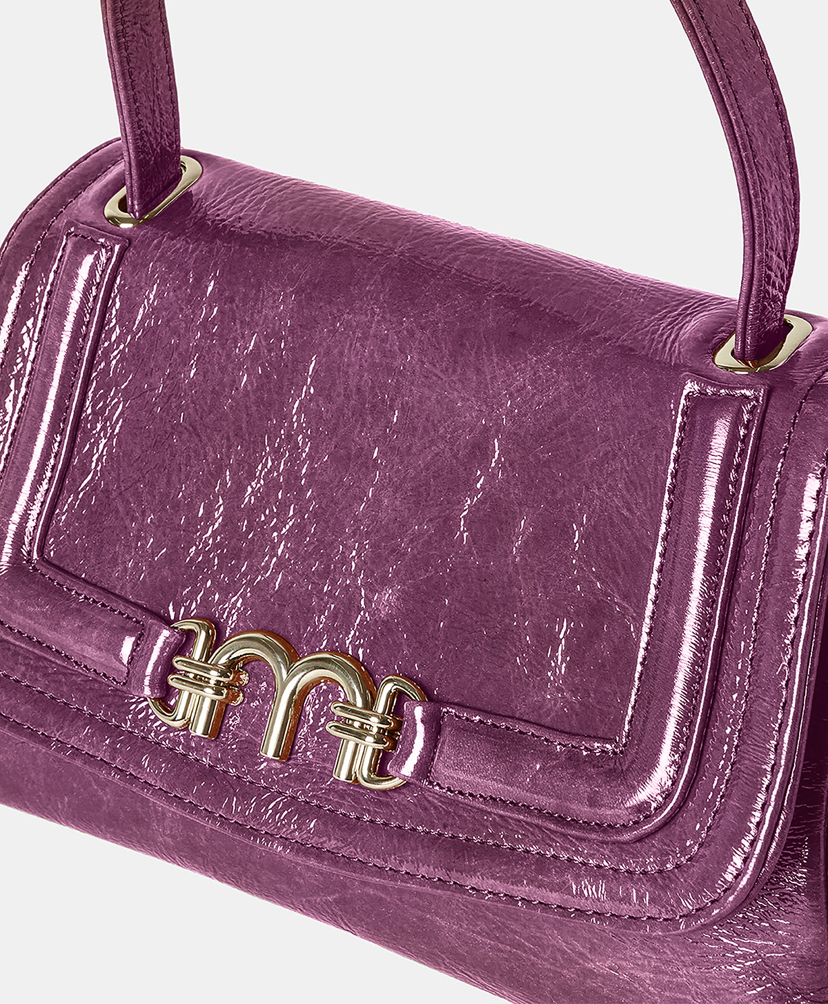 PETIT FLORE BAG IN NAPLAK LEATHER - BLUEBERRY - Momonì