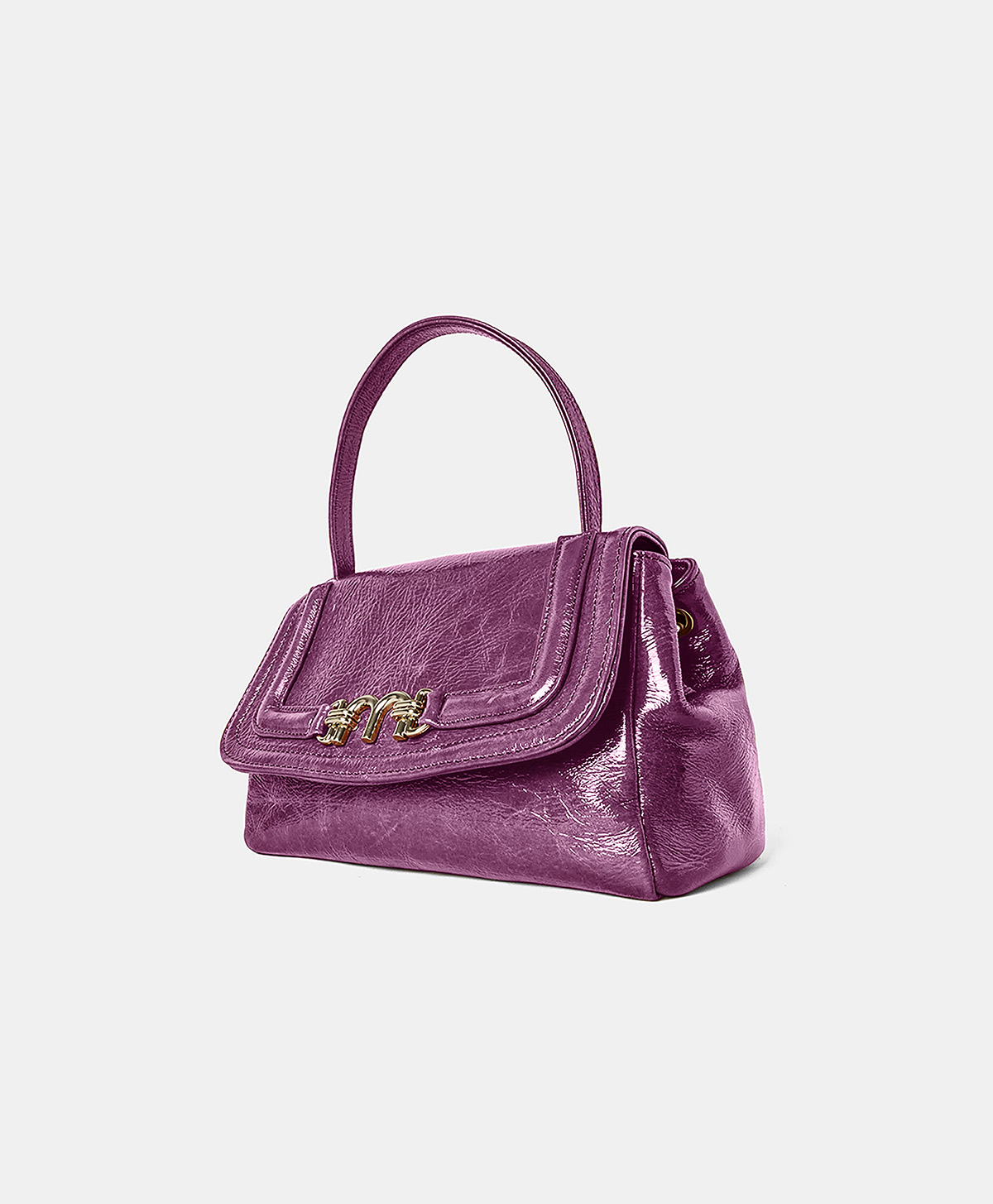 PETIT FLORE BAG IN NAPLAK LEATHER - BLUEBERRY - Momonì