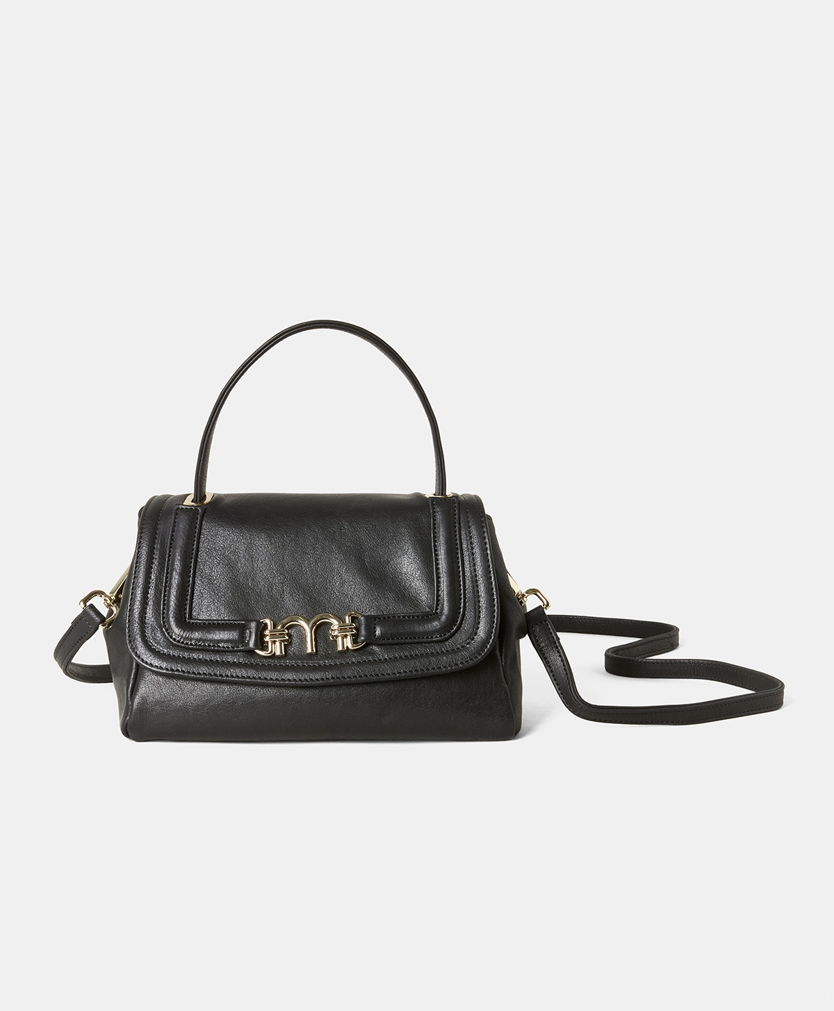 PETIT FLORE BAG IN LEATHER - BLACK - Momonì