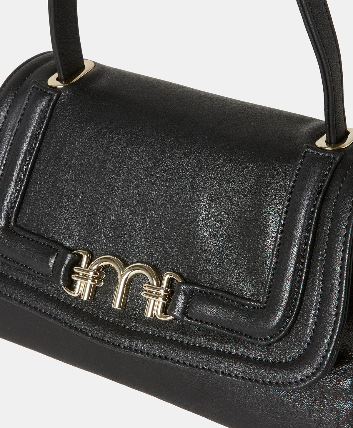 PETIT FLORE BAG IN LEATHER - BLACK - Momonì
