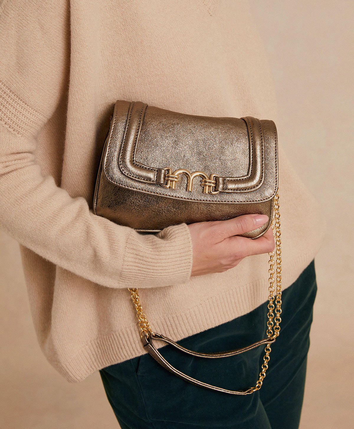 MIMI FLORE BAG IN LAMINATED LEATHER - GUNMETAL GRAY - Shoes and accessories - Momonì