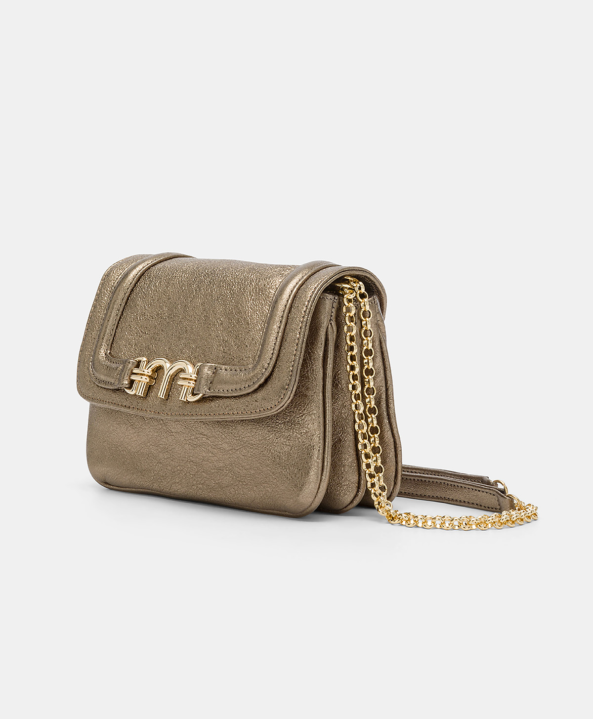 MIMI FLORE BAG IN LAMINATED LEATHER - GUNMETAL GRAY - Momonì