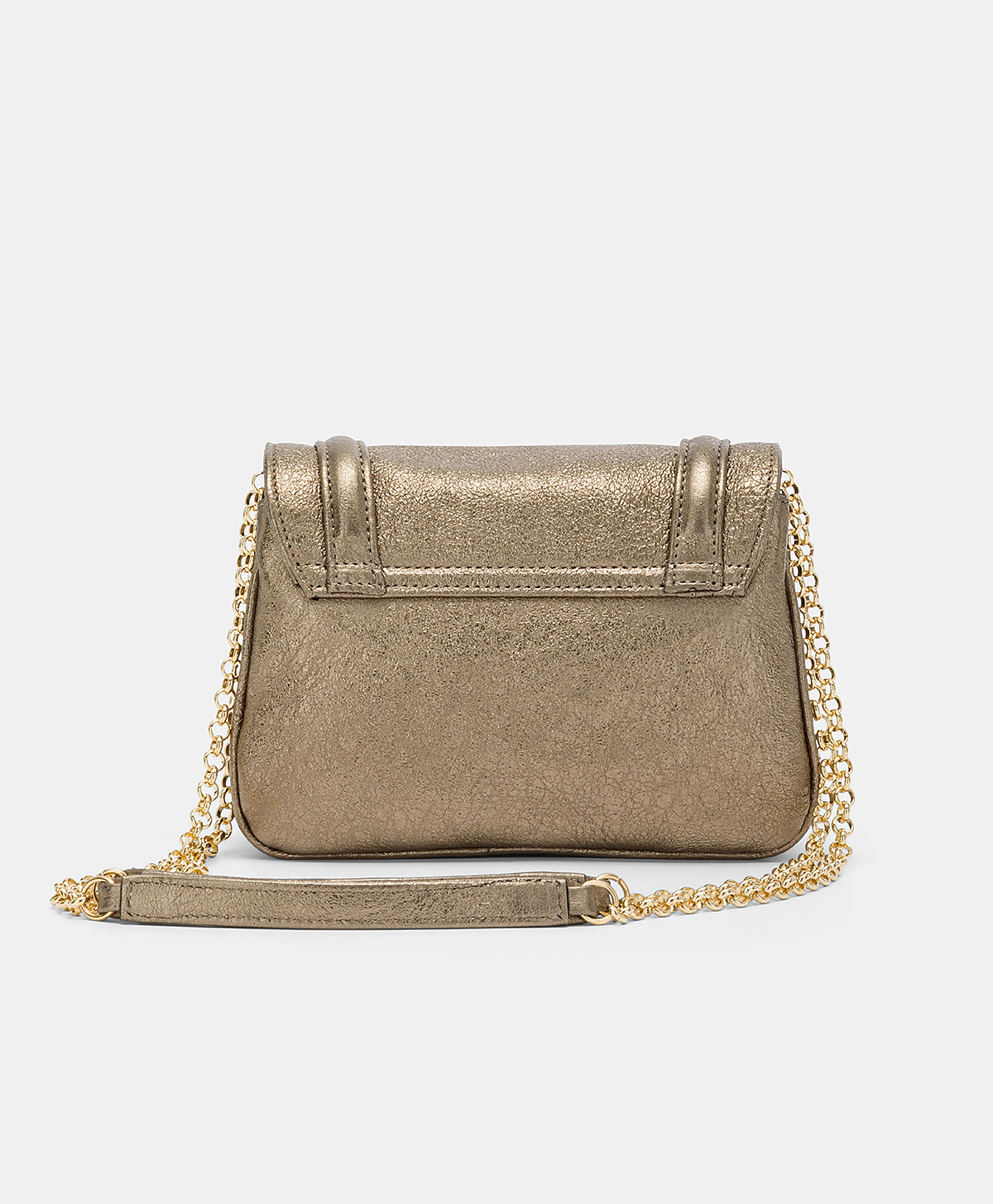MIMI FLORE BAG IN LAMINATED LEATHER - GUNMETAL GRAY - Momonì