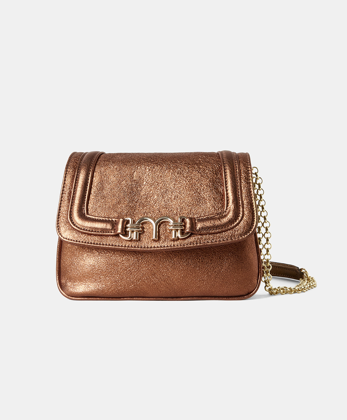 MIMI FLORE BAG IN LAMINATED LEATHER - BRONZE - Shoes and accessories - Momonì