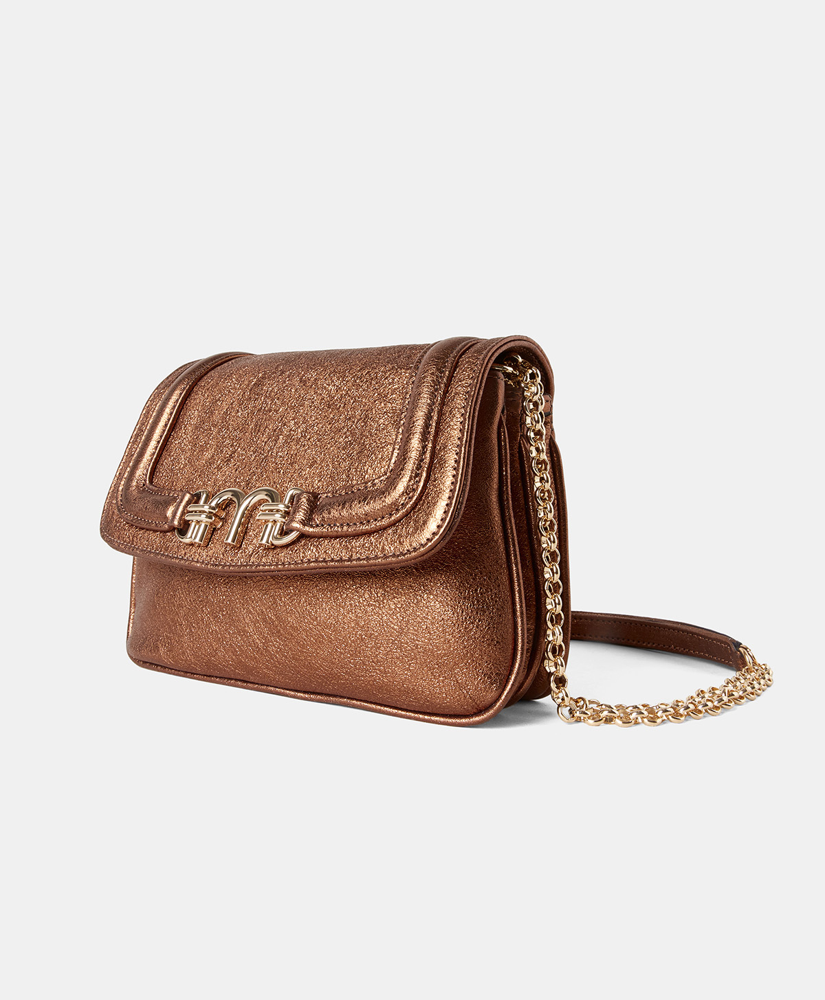 MIMI FLORE BAG IN LAMINATED LEATHER - BRONZE - Momonì