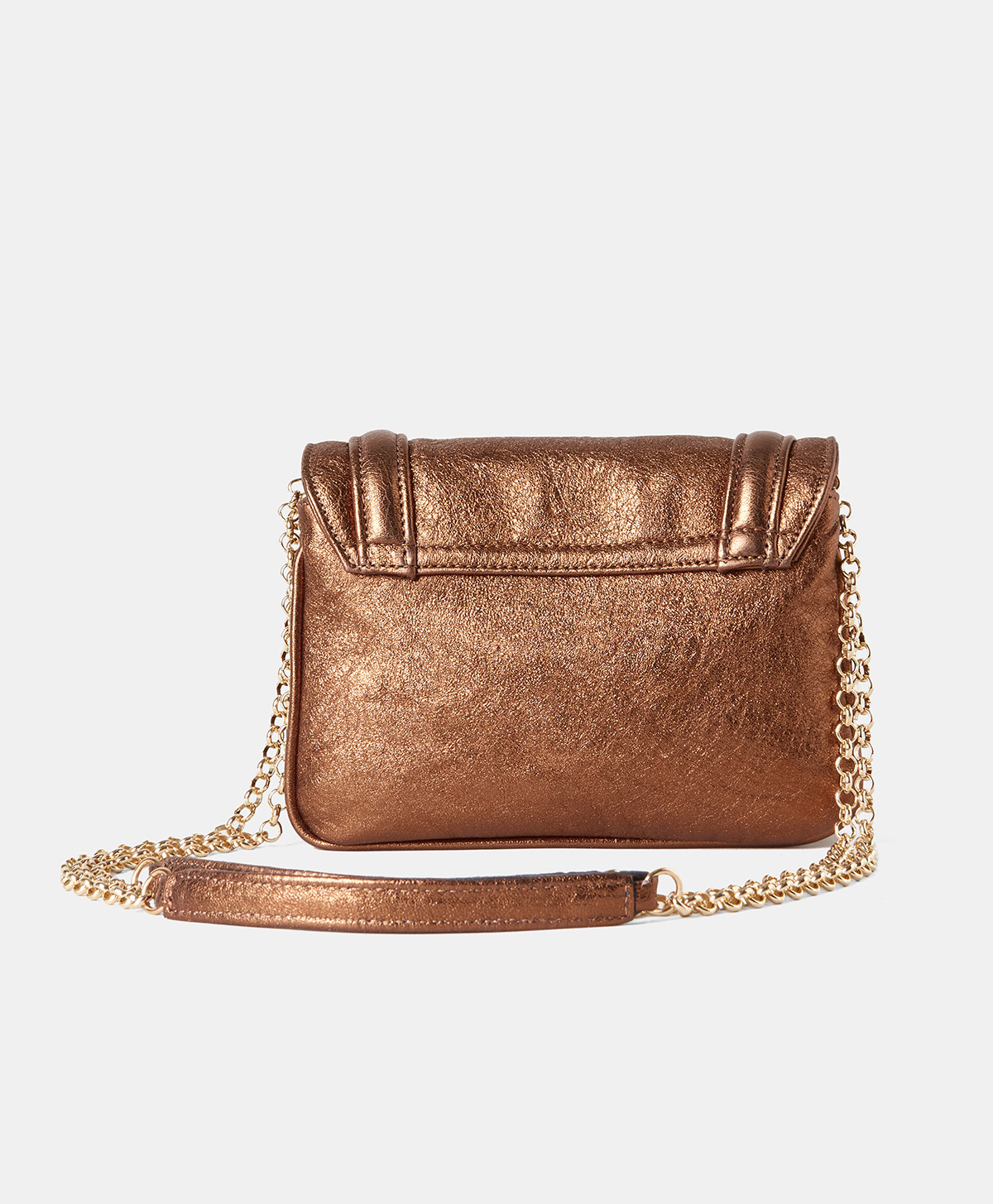 MIMI FLORE BAG IN LAMINATED LEATHER - BRONZE - Momonì