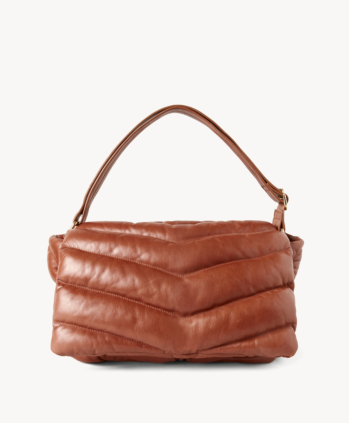 NEW CHRISTINE QUILTED LEATHER SHOULDER BAG - TOBACCO - Momonì