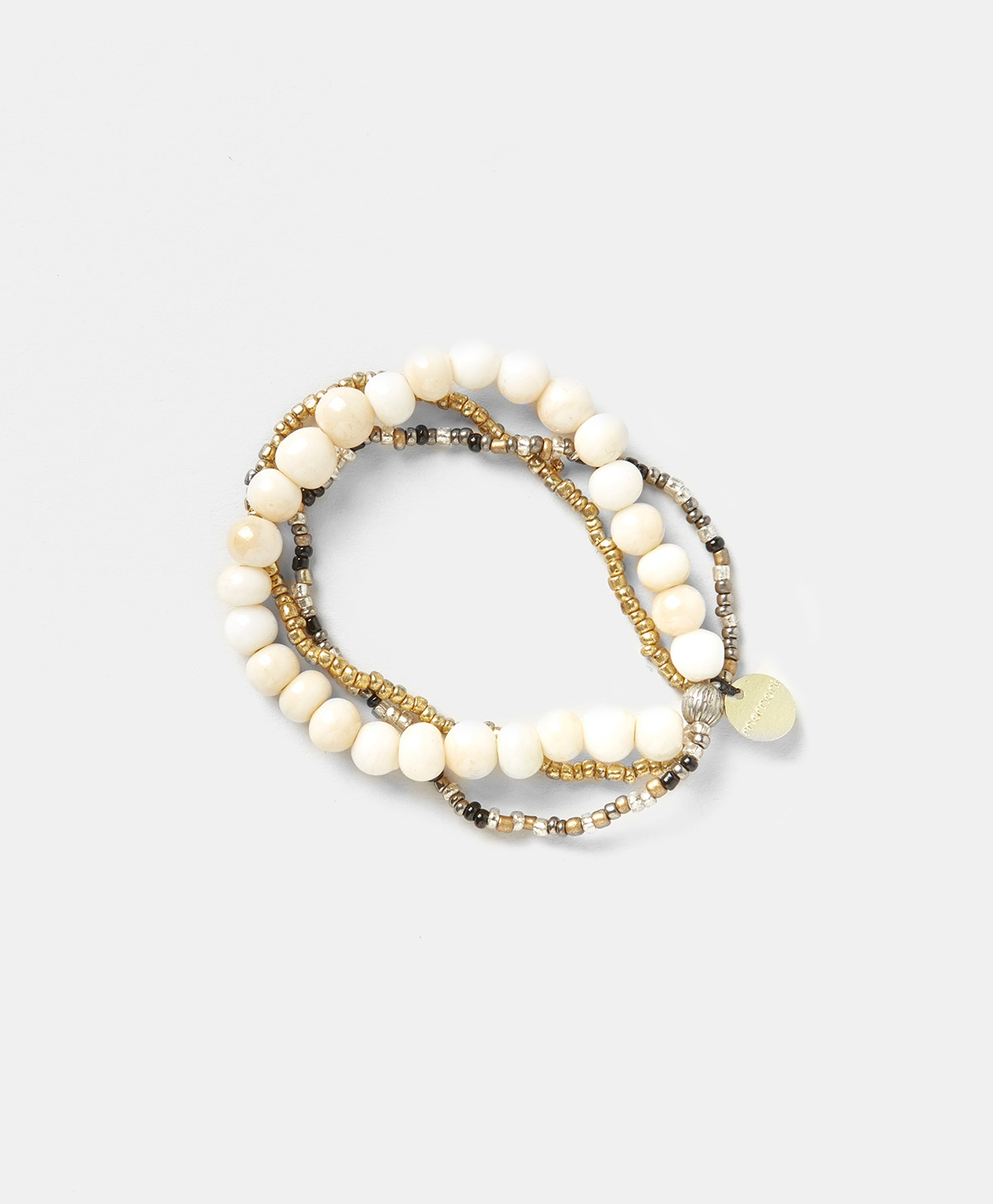 LACELOT BRACELET WITH BEADS - NATURAL - Momonì