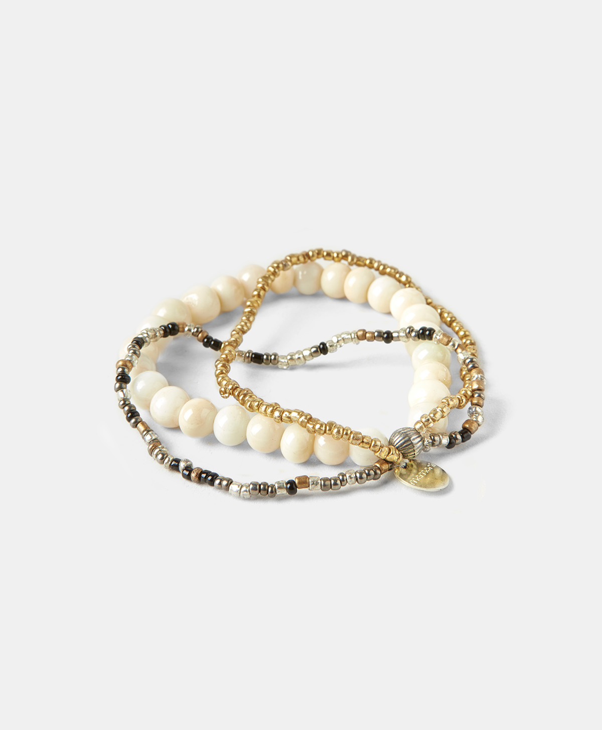 LACELOT BRACELET WITH BEADS - NATURAL - Momonì