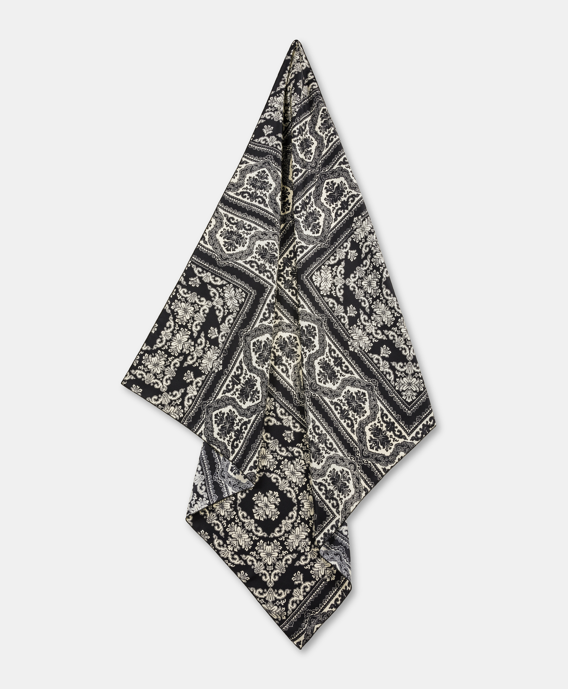 BENOIT FOULARD IN PRINTED SILK TWILL - BLACK/OPTICAL WHITE - Momonì