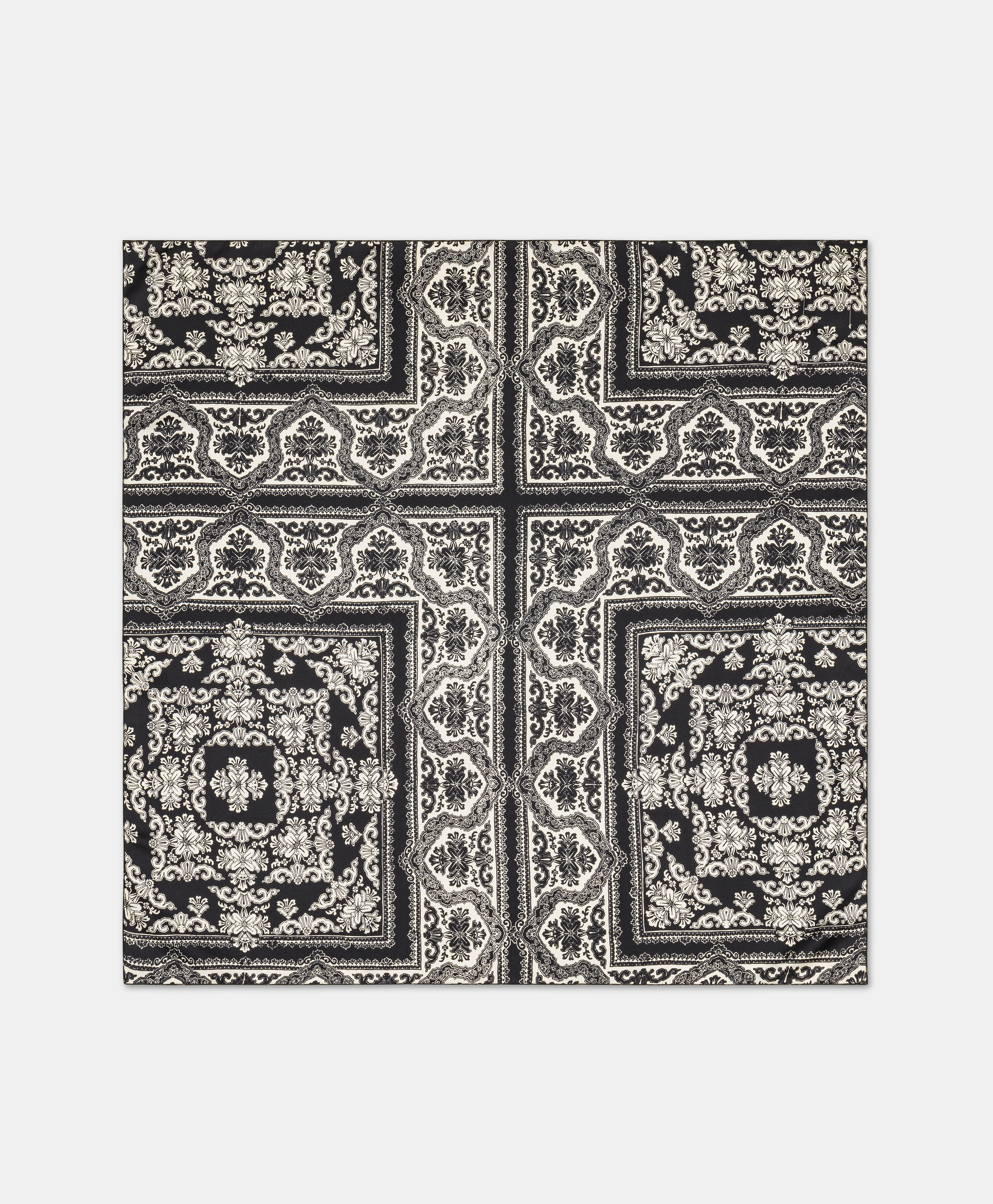 BENOIT FOULARD IN PRINTED SILK TWILL - BLACK/OPTICAL WHITE - Momonì