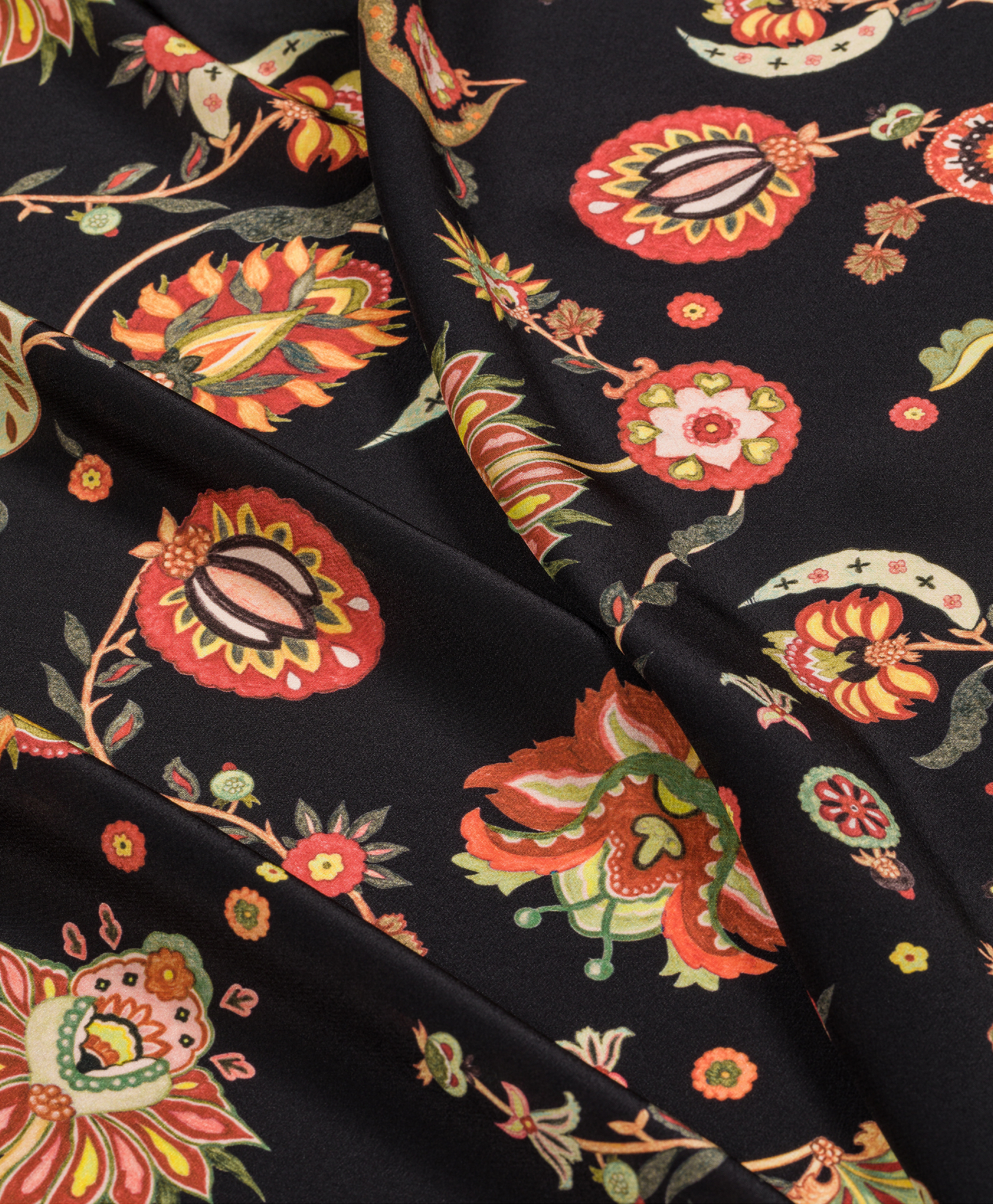 FOULARD BENOIT EN CRÊPE DE CHINE IMPRIMÉ - MULTICOLORE NOIR - Momonì