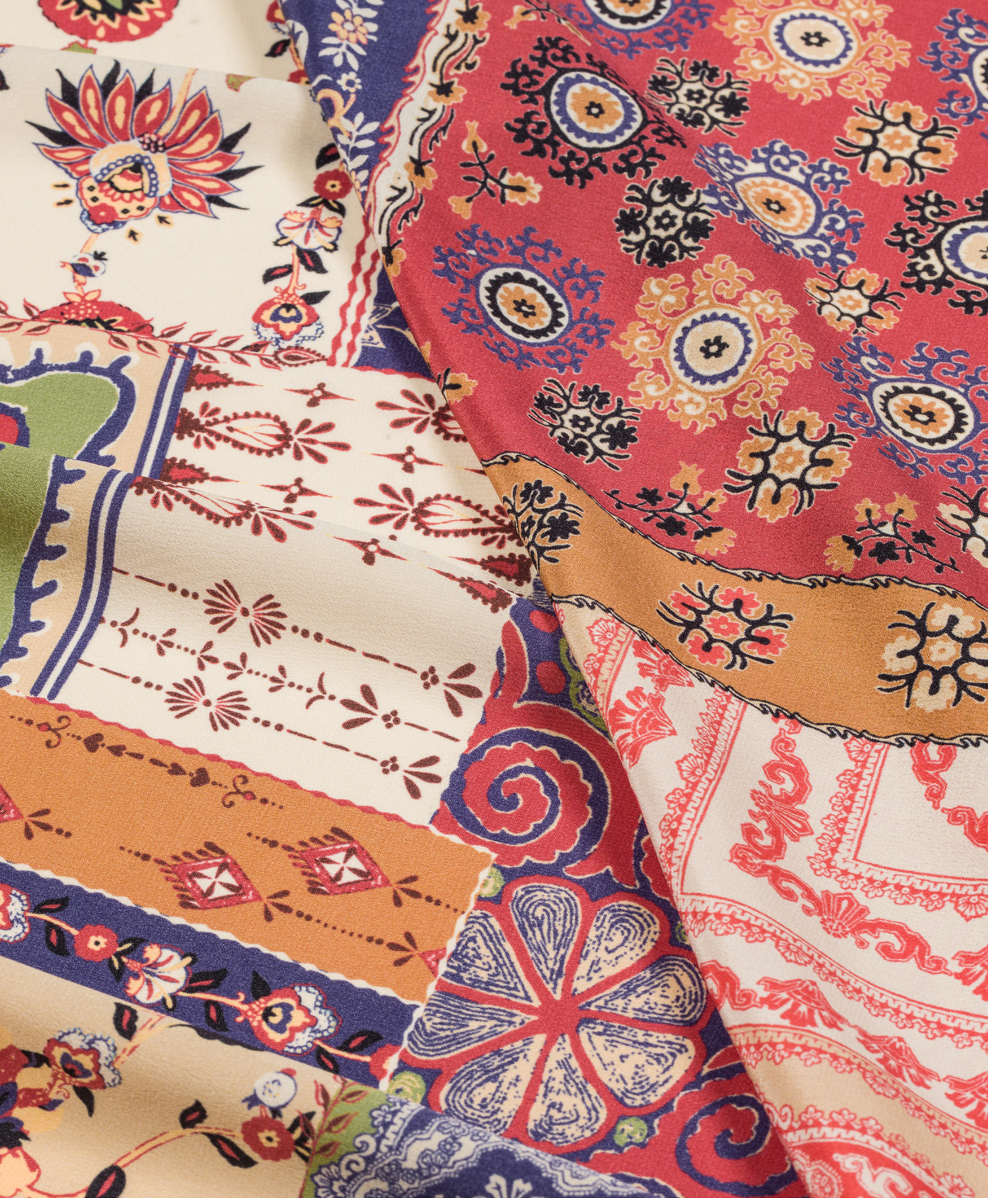 FOULARD BENOIT IN CREPE DE CHINE STAMPATO - MULTICOLOR BLU - Momonì