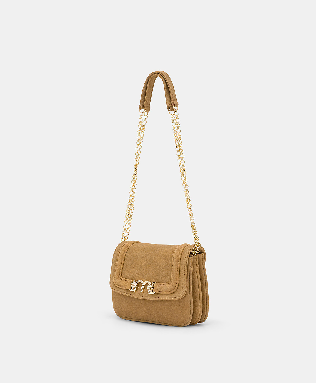 BORSA MIMI FLORE IN PELLE LAME' - CARAMELLO - Momonì
