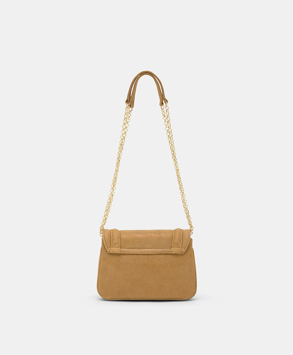 BORSA MIMI FLORE IN PELLE LAME' - CARAMELLO - Momonì