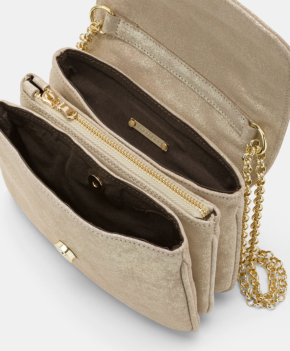 BORSA MIMI FLORE IN PELLE LAME' - ORO CHIARO - Momonì