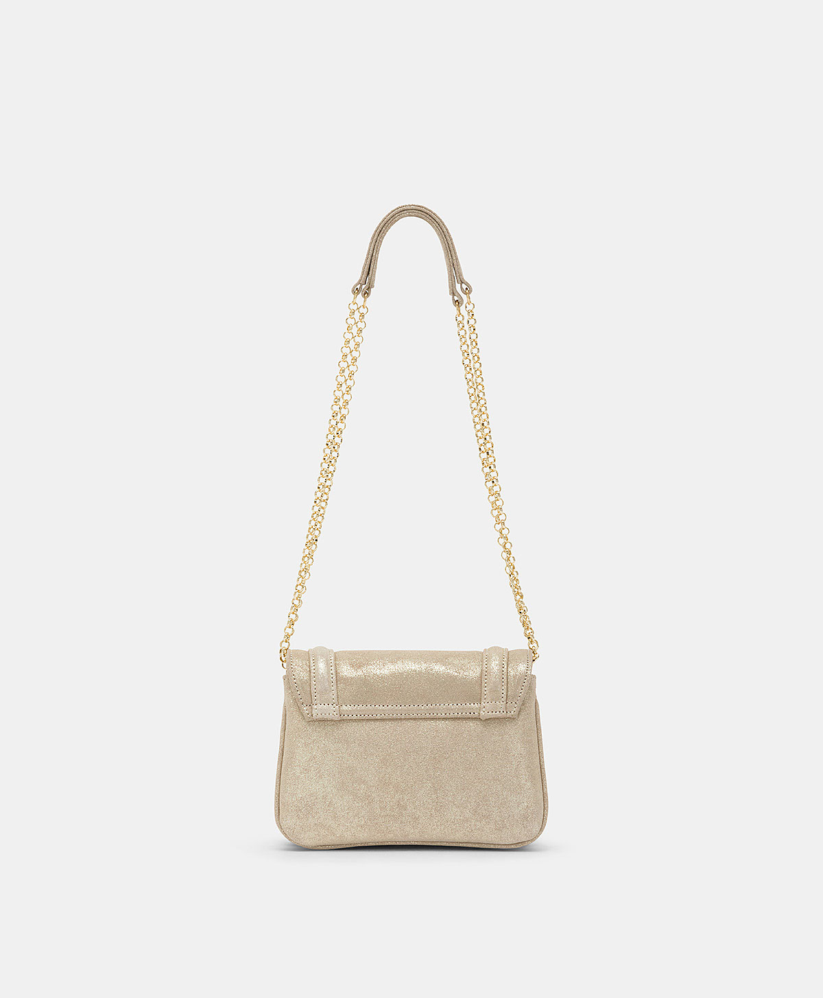 BORSA MIMI FLORE IN PELLE LAME' - ORO CHIARO - Momonì