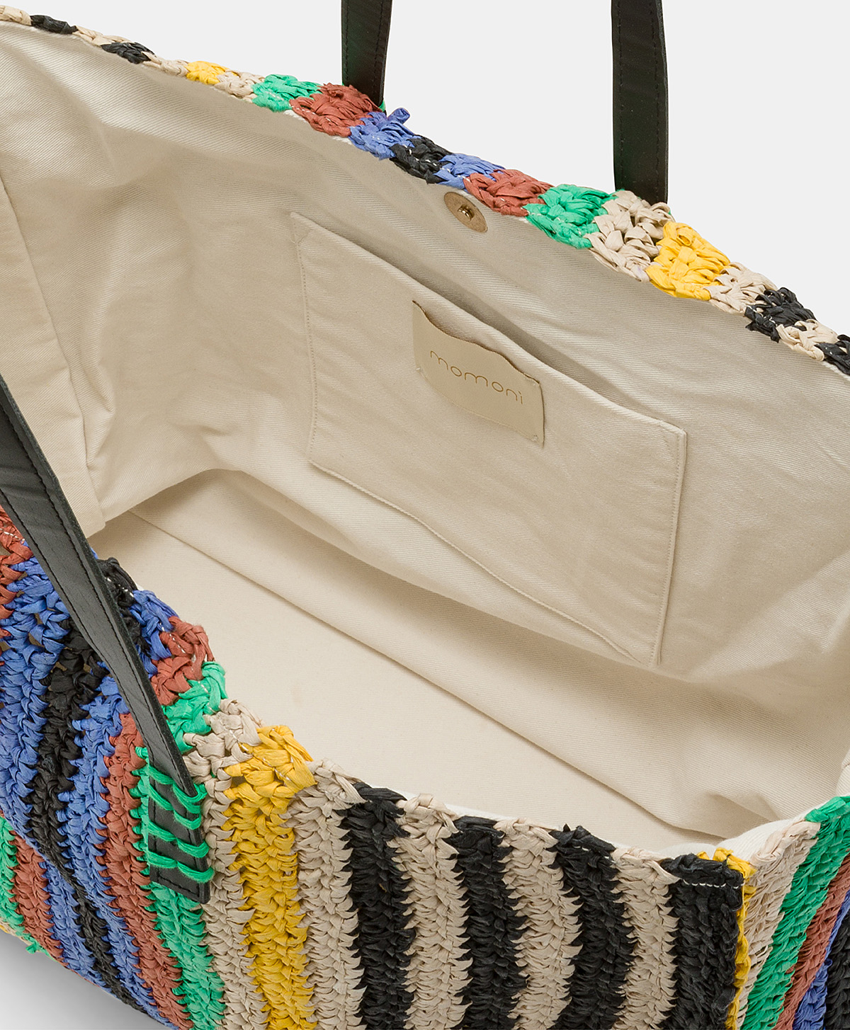 SAC CABAS ELLIS EN RAPHIA À RAYURES - MULTICOLORE - Momonì