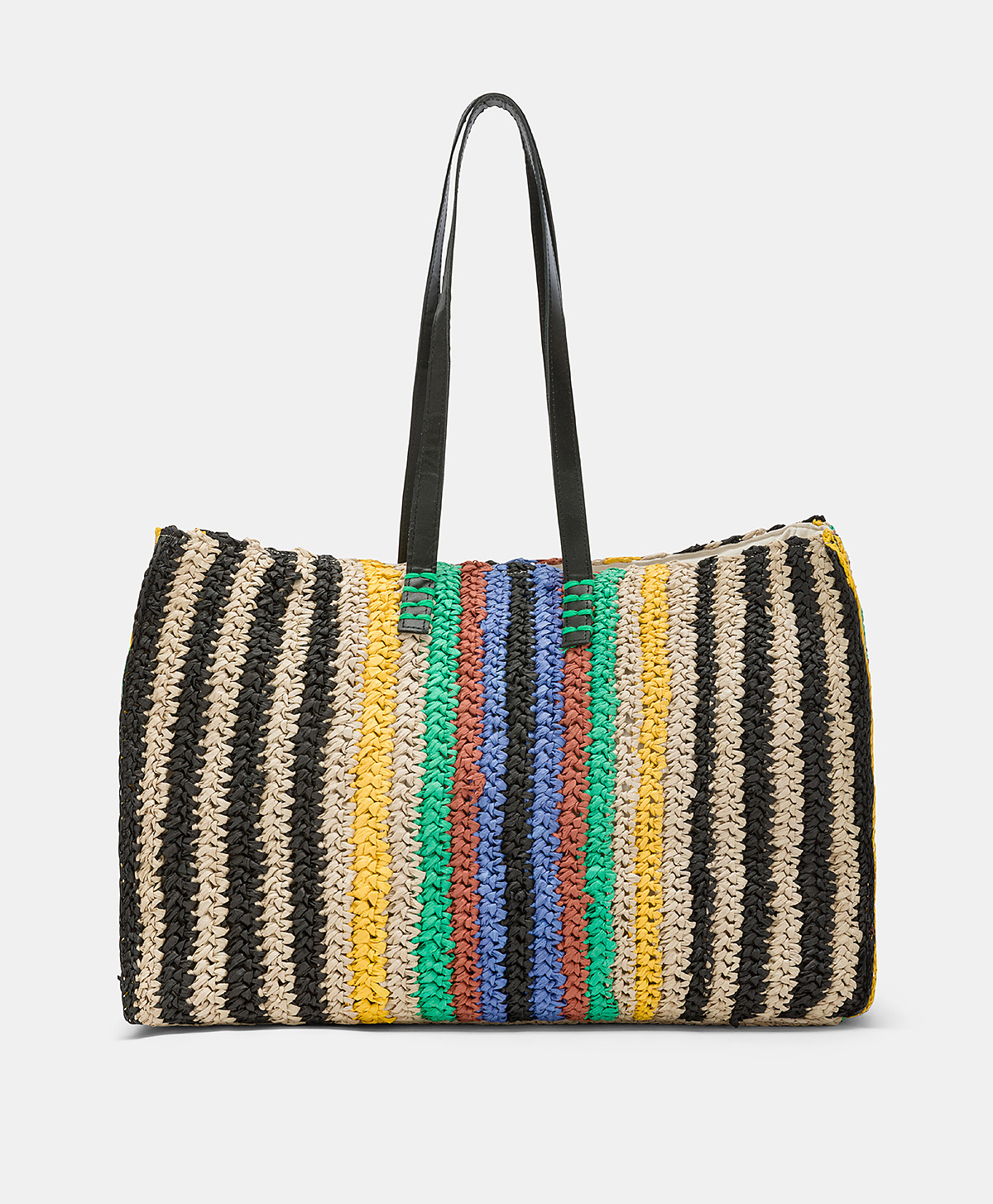 SAC CABAS ELLIS EN RAPHIA À RAYURES - MULTICOLORE - Momonì