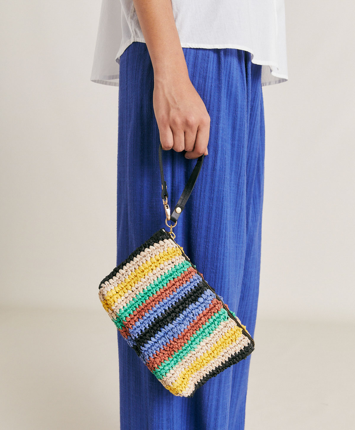 CLUTCH YAMIR IN RAFFIA A RIGHE - MULTICOLOR - Momonì