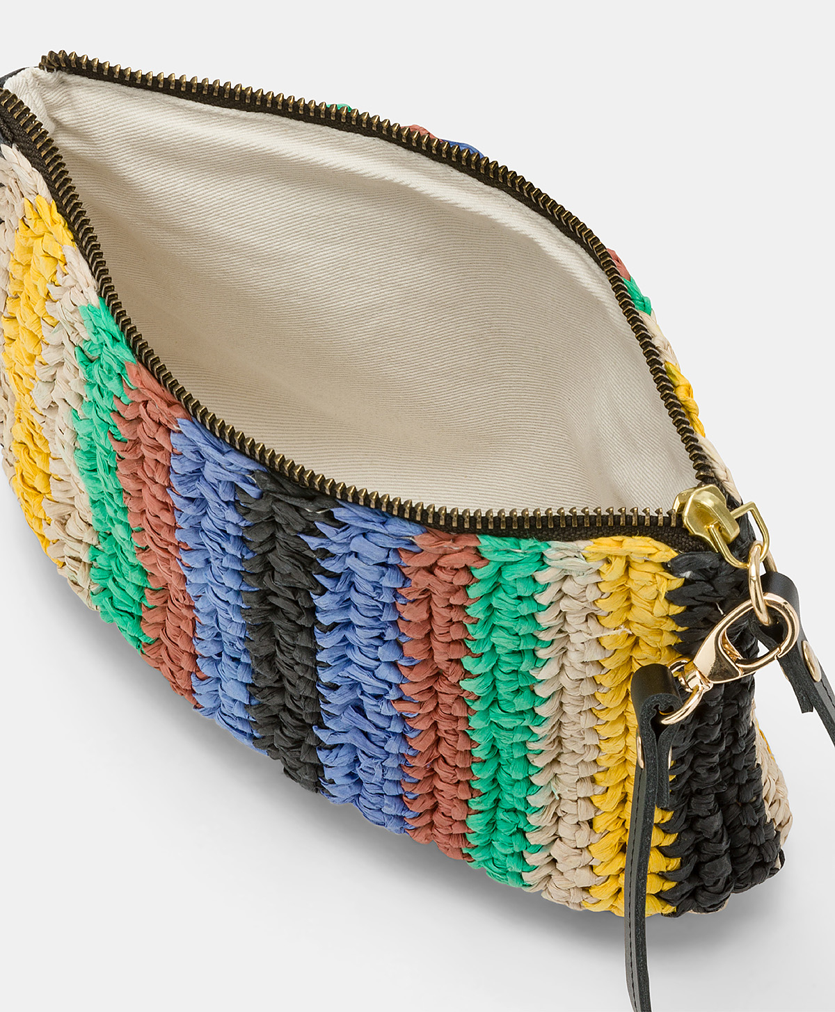 CLUTCH YAMIR IN RAFFIA A RIGHE - MULTICOLOR - Momonì