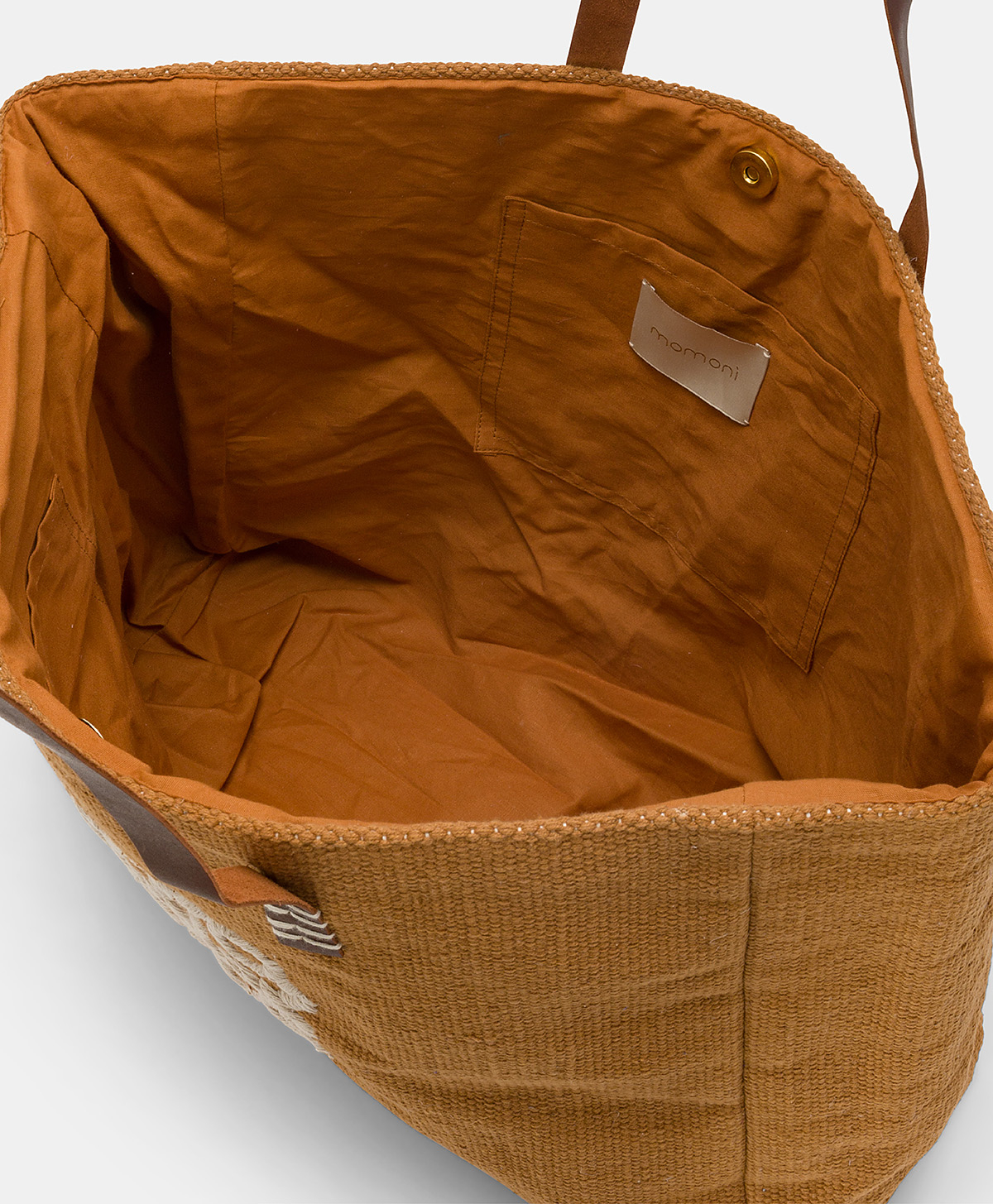 SAC CABAS PARAGUAN EN TOILE AVEC BRODERIE - BRANDY - Momonì