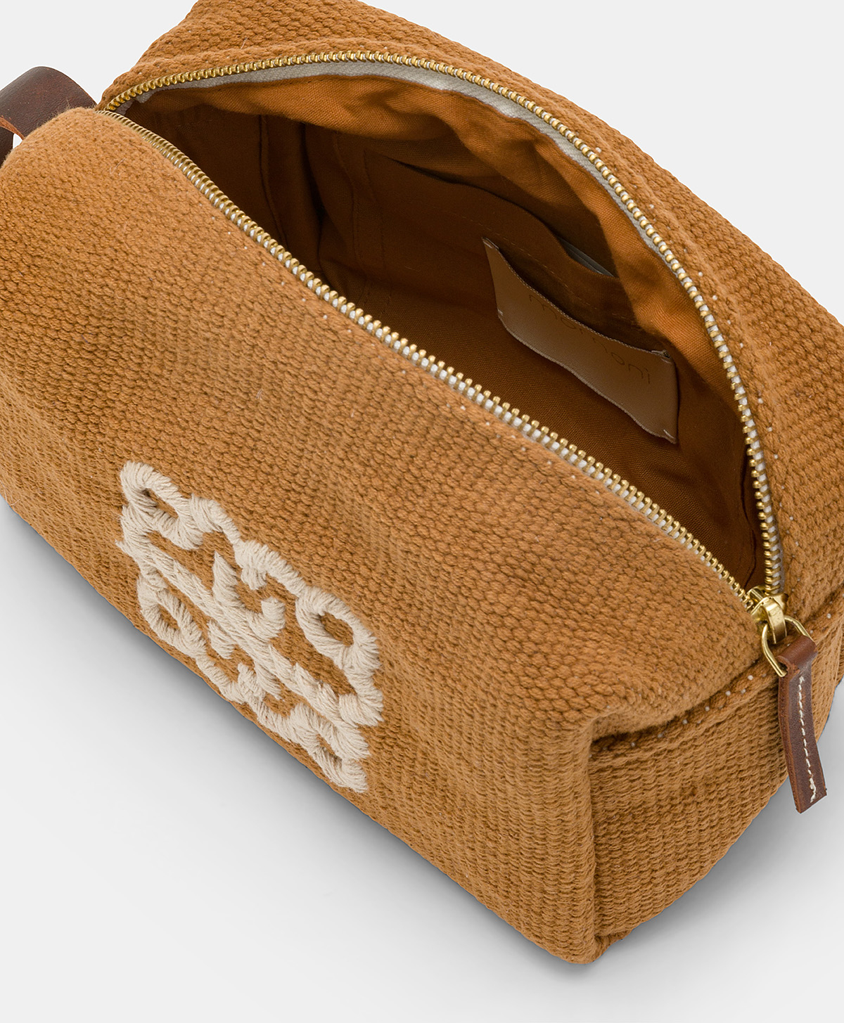 MAKE UP BAG PIRA IN CANVAS CON RICAMO - BRANDY - Momonì