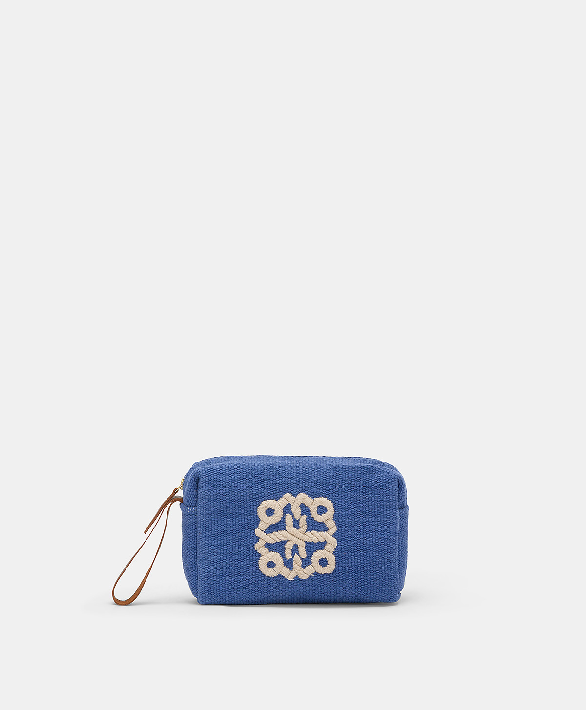 TROUSSE DE MAQUILLAGE PIRA EN TOILE AVEC BRODERIE - BLEU - Momonì