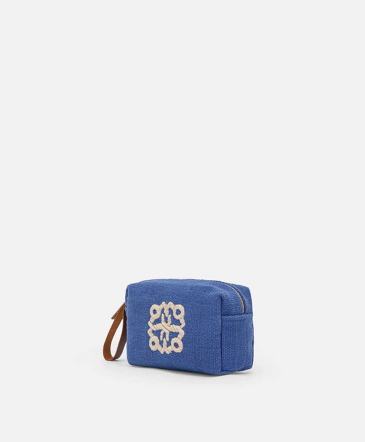 TROUSSE DE MAQUILLAGE PIRA EN TOILE AVEC BRODERIE - BLEU - Momonì
