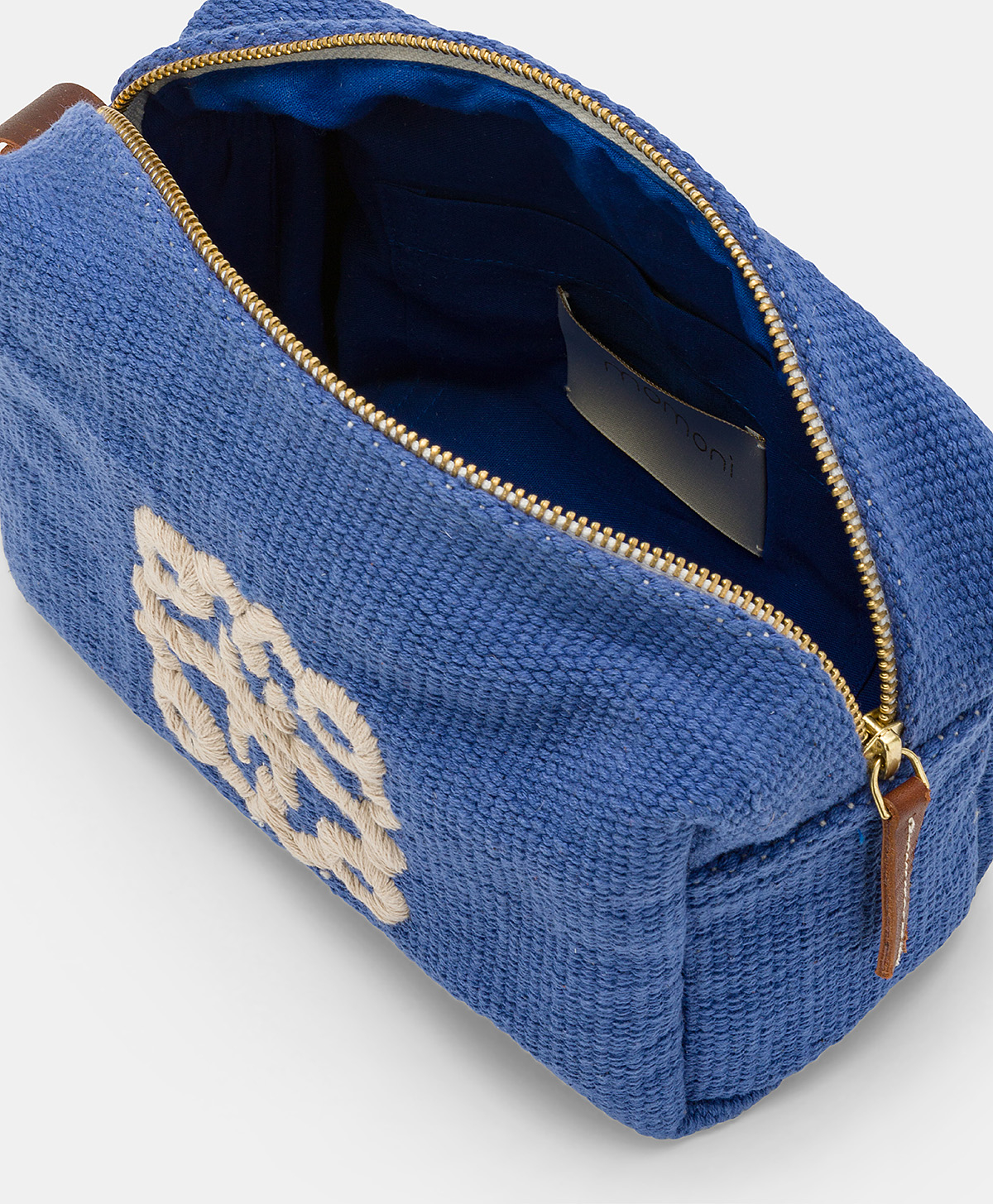 TROUSSE DE MAQUILLAGE PIRA EN TOILE AVEC BRODERIE - BLEU - Momonì